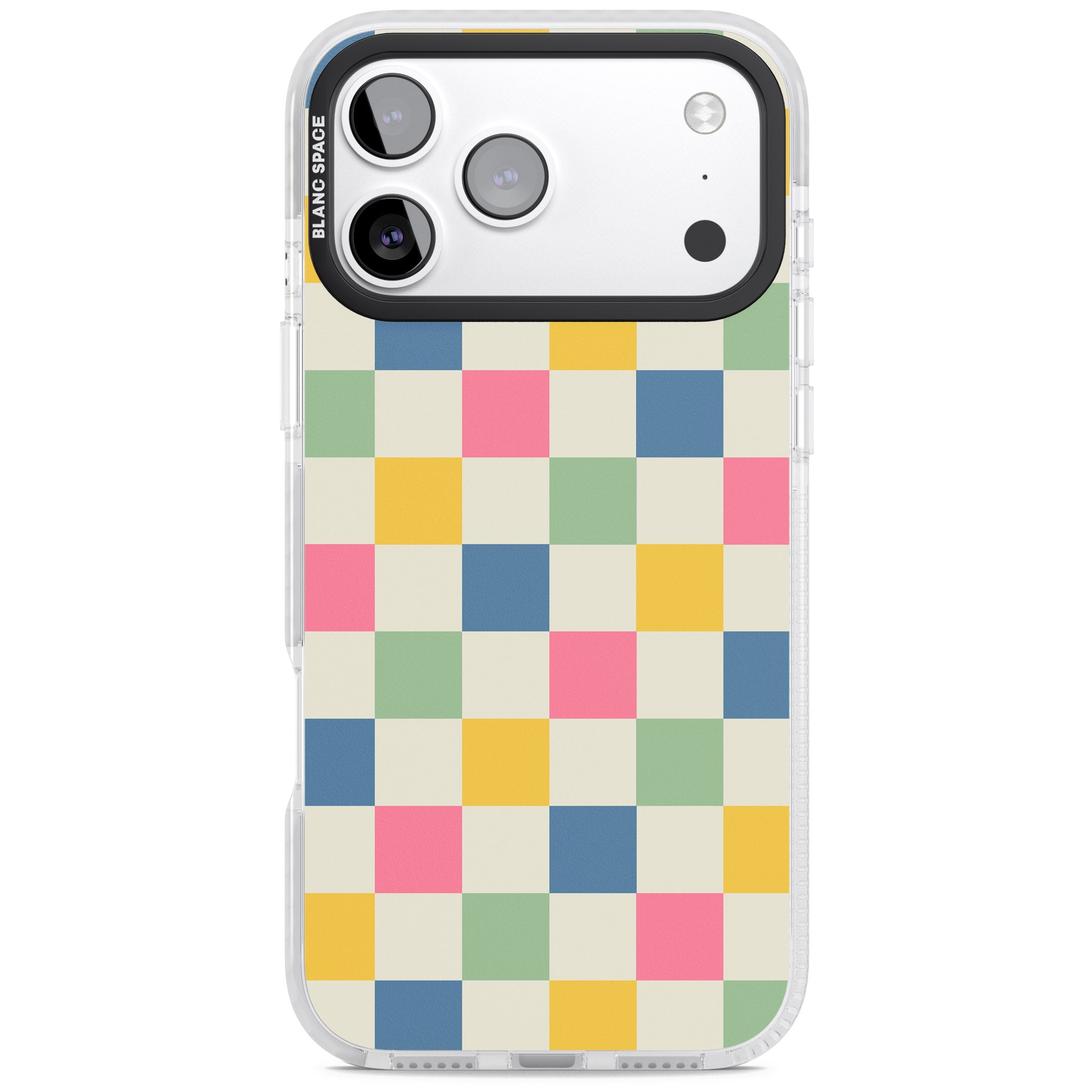 Pastel Multicolor Checkered iPhone 17 Pro Impact Pro Clear Phone Case