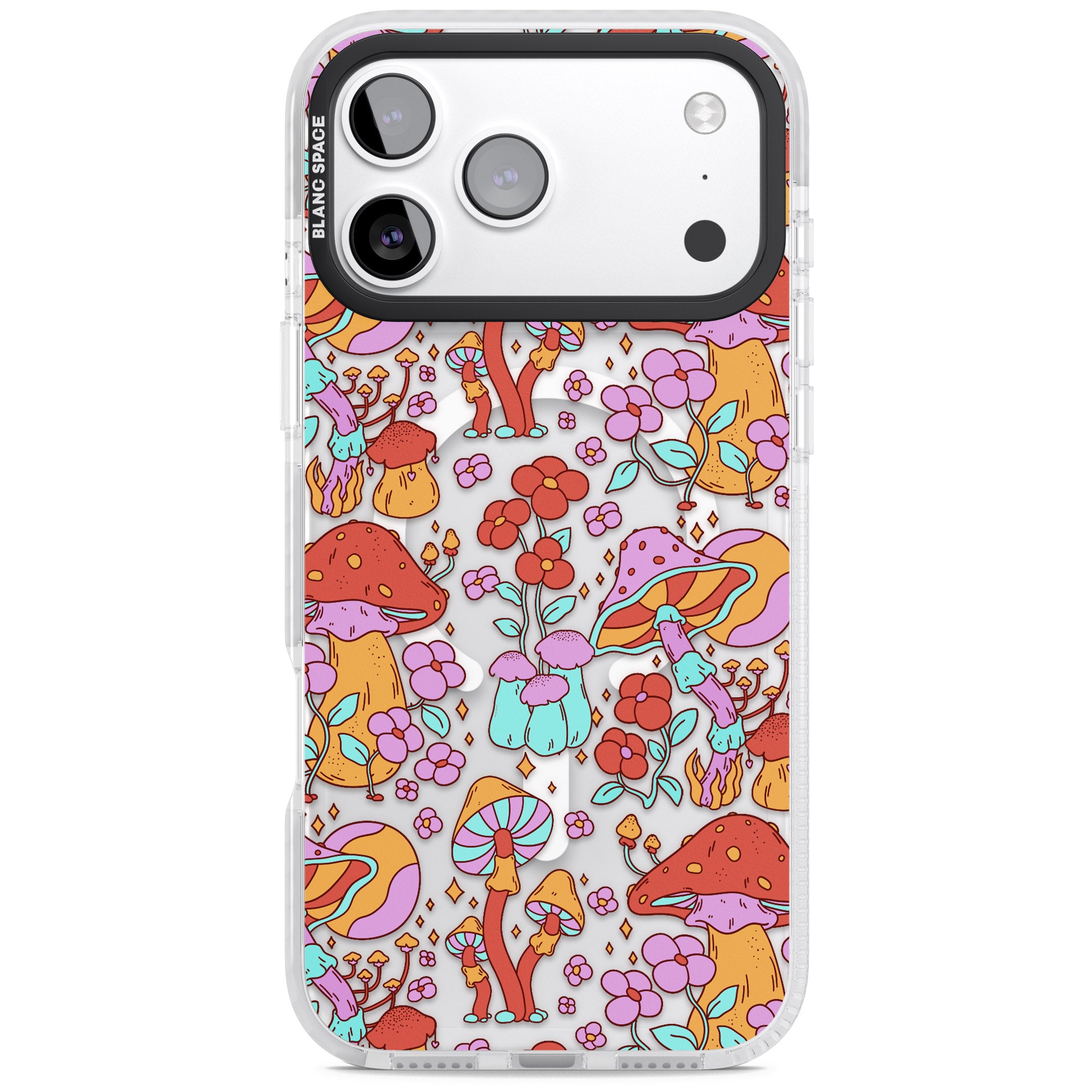 Psychedelic Flowers & Mushrooms iPhone 17 Pro Impact Pro Clear Phone Case
