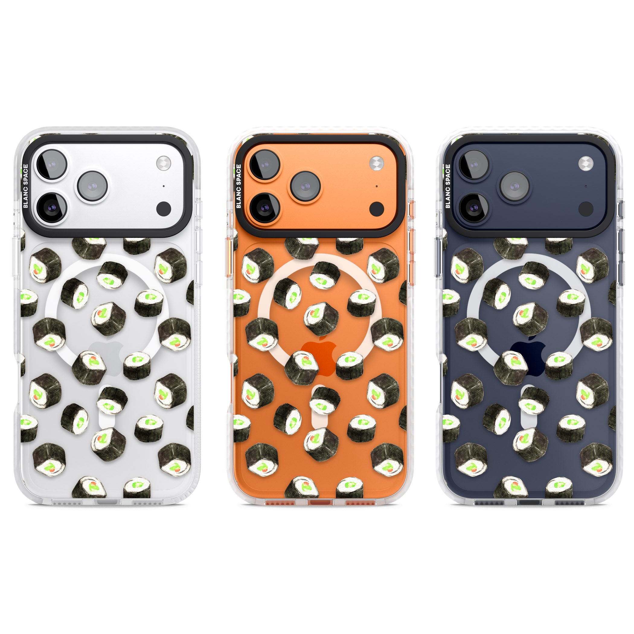 Sushi Pattern iPhone 17 Pro Impact Pro Clear Phone Case APT Impact Protection