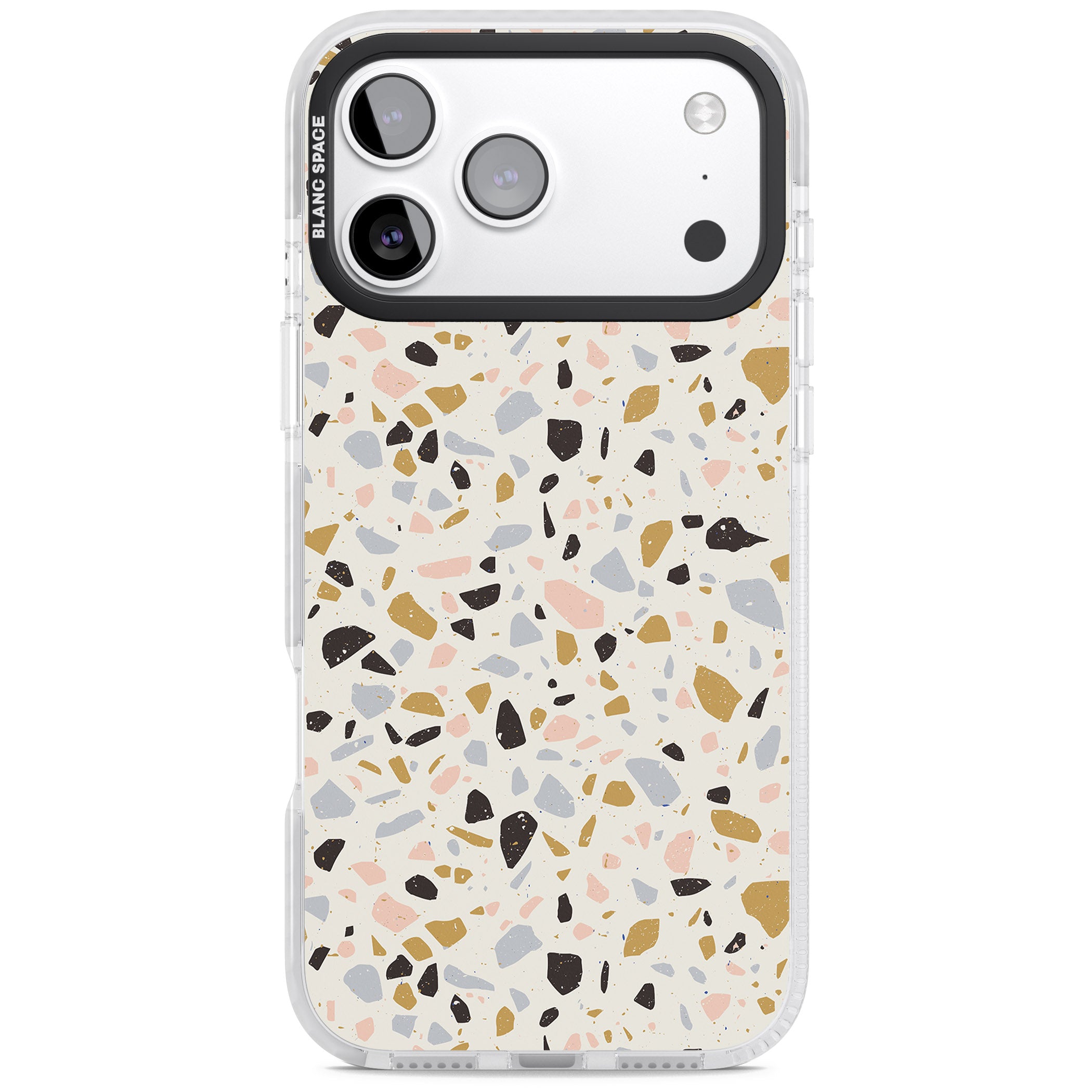 Pale Pink, Blue, & Mocha Terrazzo Pattern iPhone 17 Pro Impact Pro Clear Phone Case