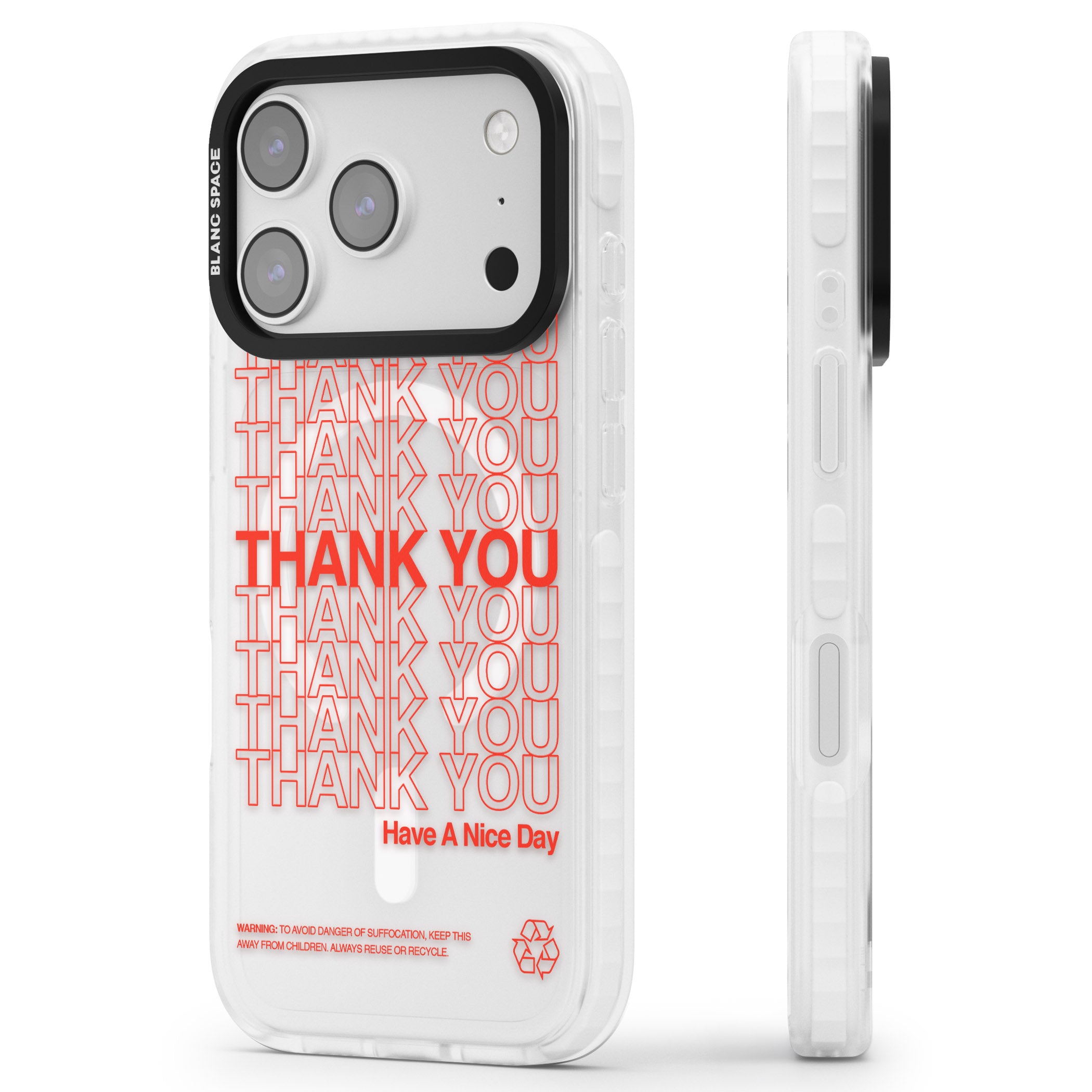 Thank You Have A Nice Day iPhone 17 Pro Impact Pro Clear Phone Case Side Profile