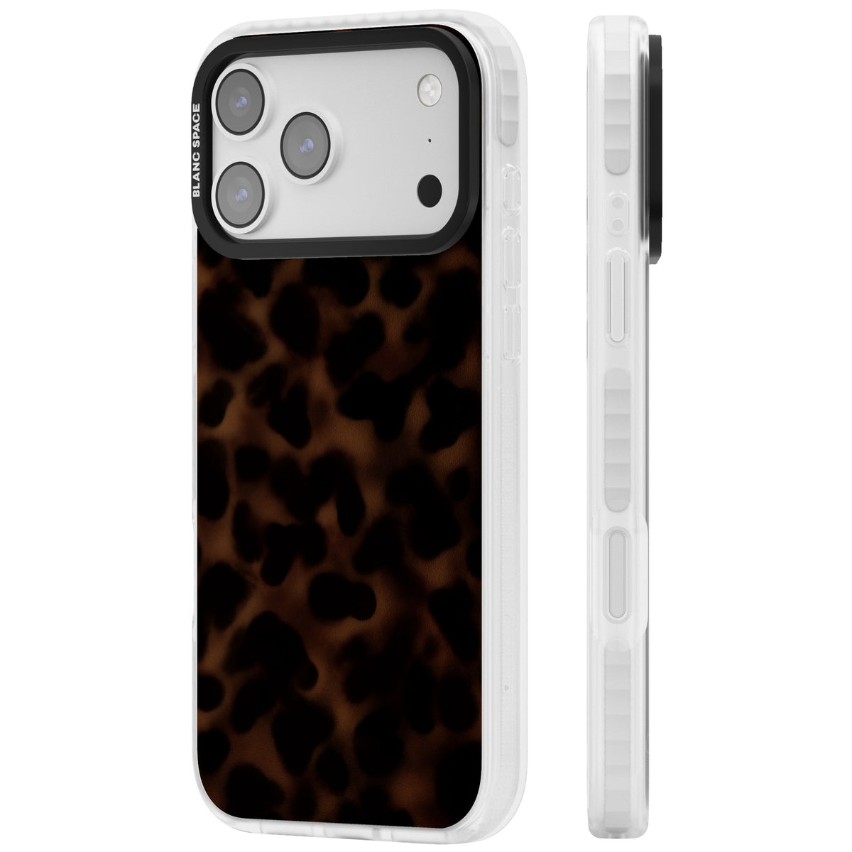 Dark Tortoise Shell old money iPhone case featuring a dark tortoiseshell pattern with amber and black animal print tones iPhone 17 Pro Max Impact Pro Clear Phone Case side