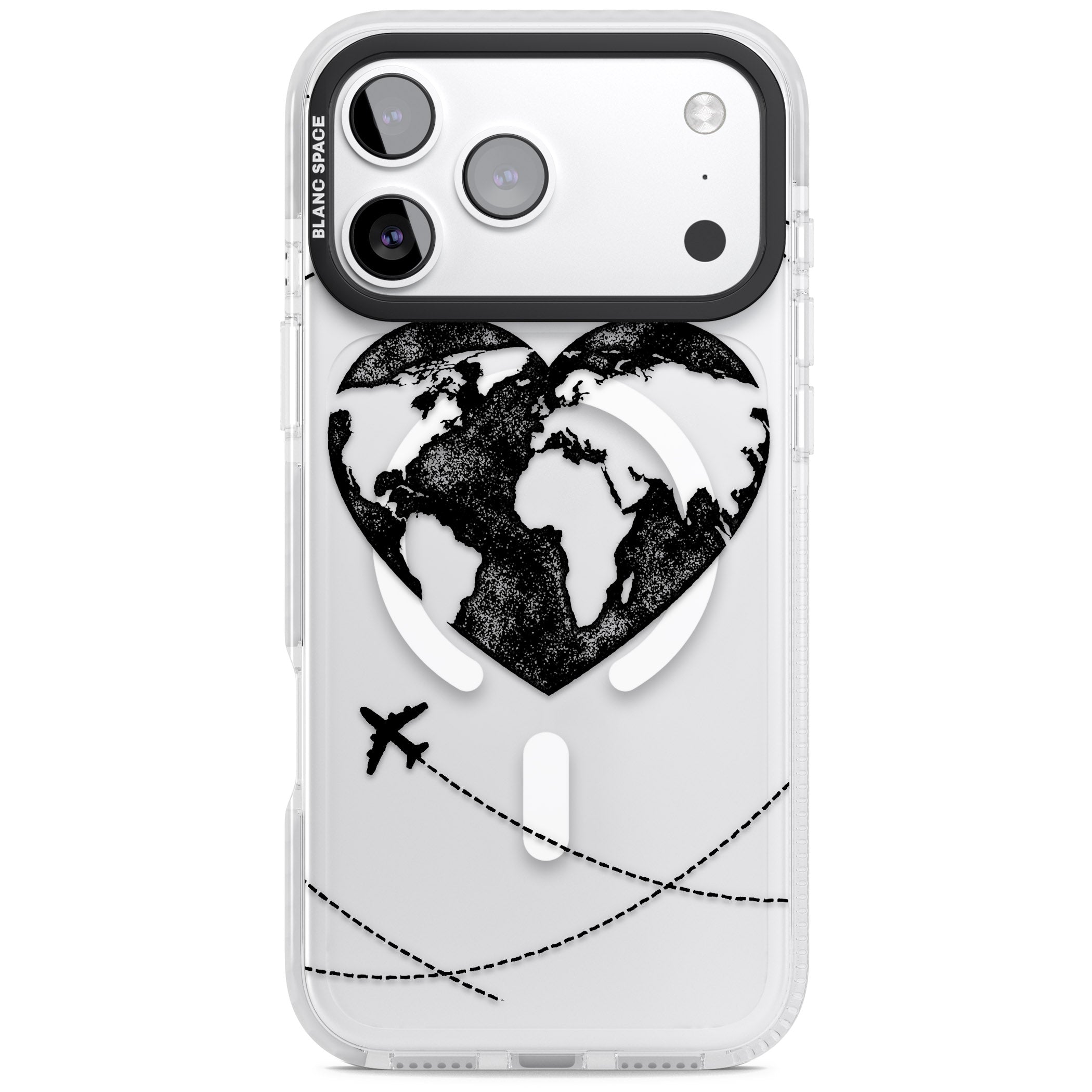 Globe Heart iPhone 17 Pro Impact Pro Clear Phone Case