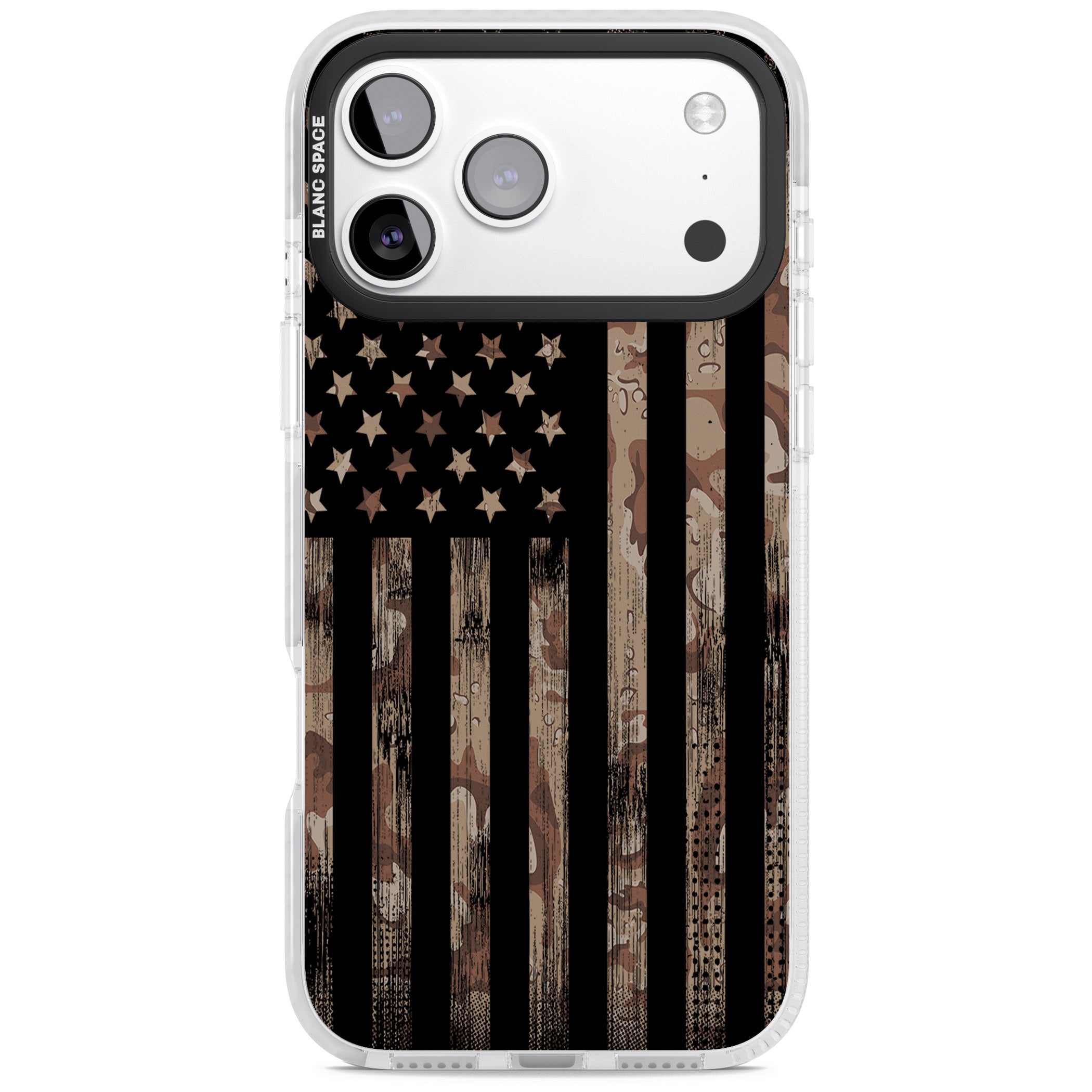 Desert Camo Us Flag iPhone 17 Pro Impact Pro Clear Phone Case