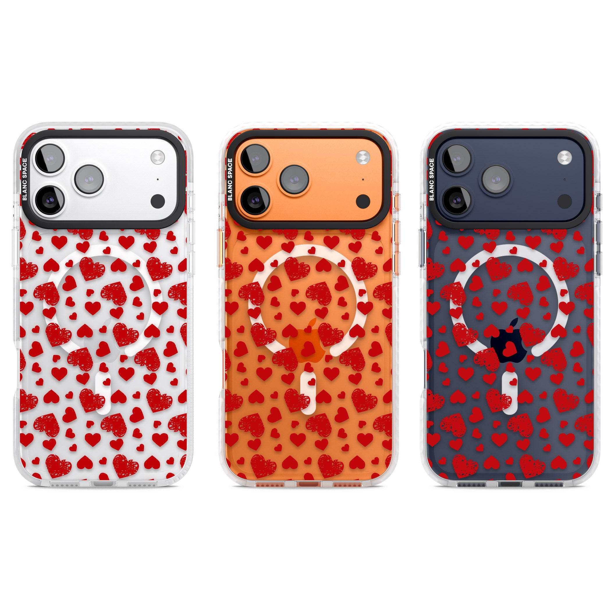 Red Heart Pattern Classic iPhone 17 Pro Impact Pro Clear Phone Case APT Impact Protection