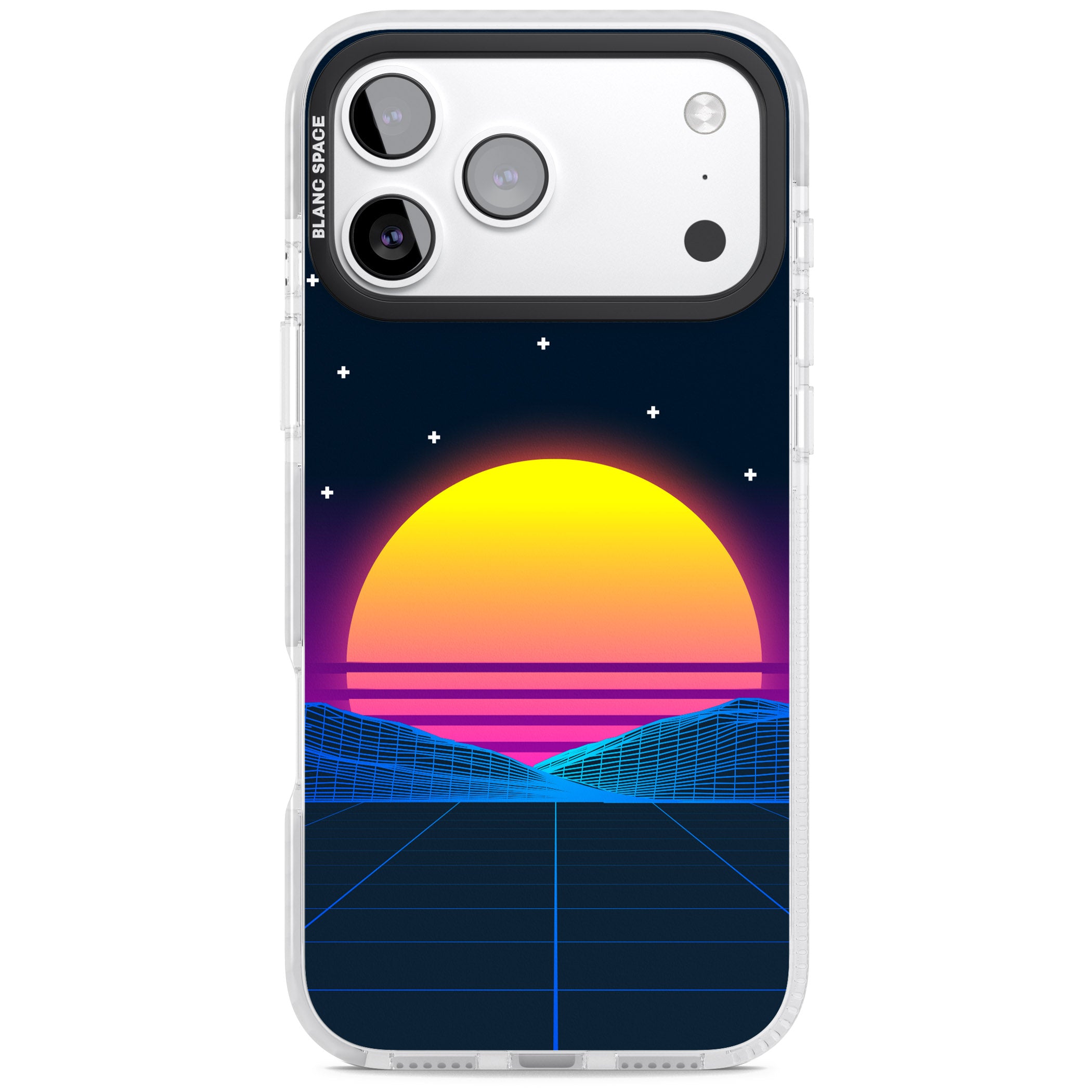 Retro Sunset Vaporwave iPhone 17 Pro Impact Pro Clear Phone Case