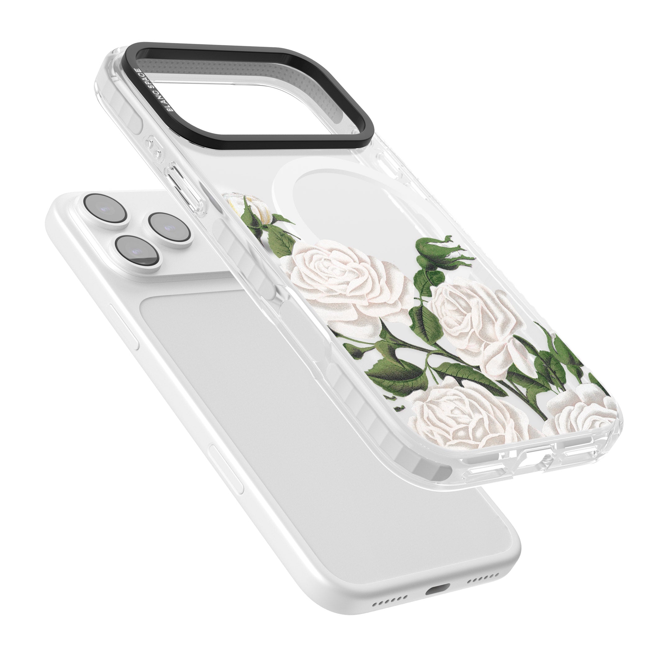 White Vintage Painted Flowers iPhone 17 Pro Impact Pro Clear Phone Case Colours