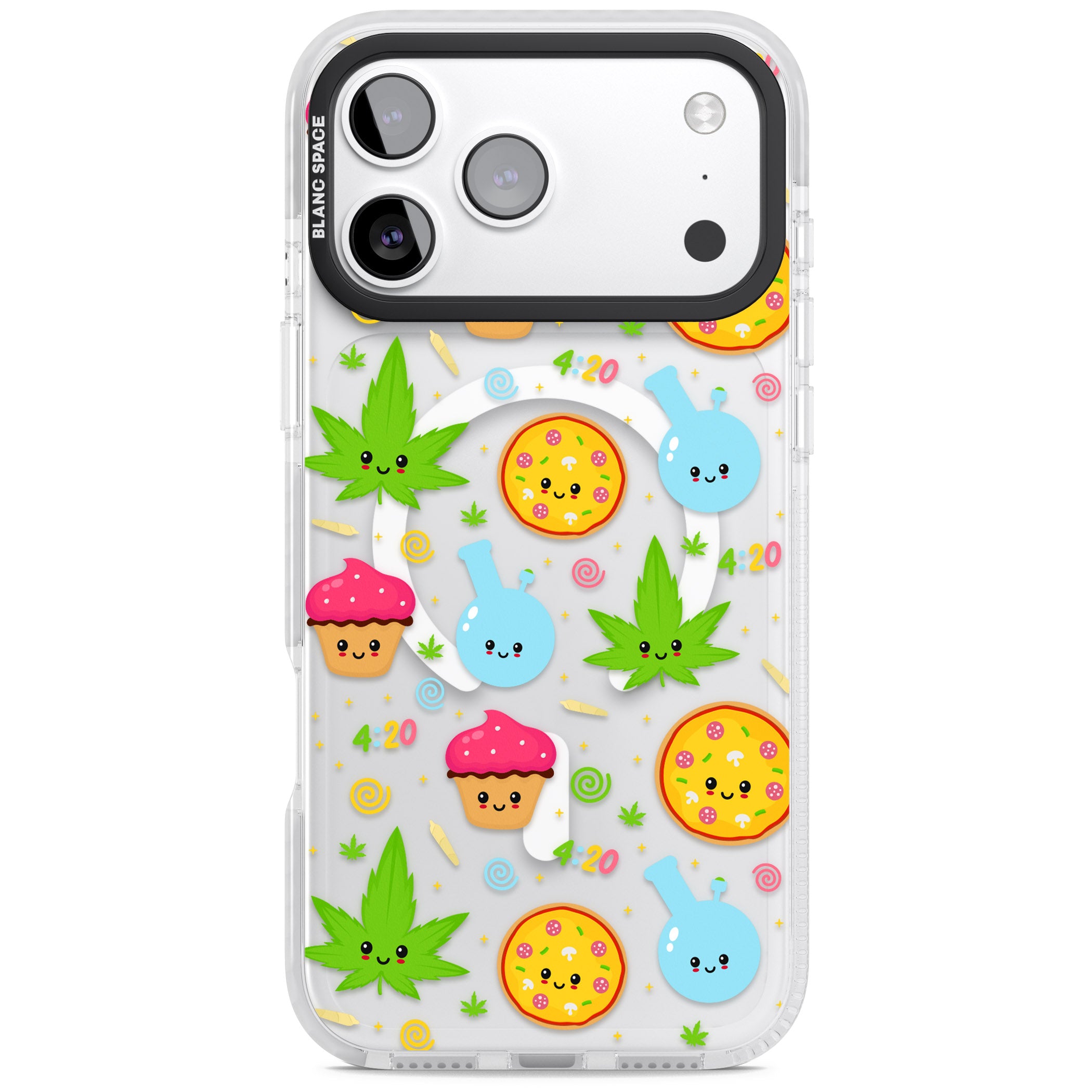 Kawaii Weed Pattern iPhone 17 Pro Impact Pro Clear Phone Case