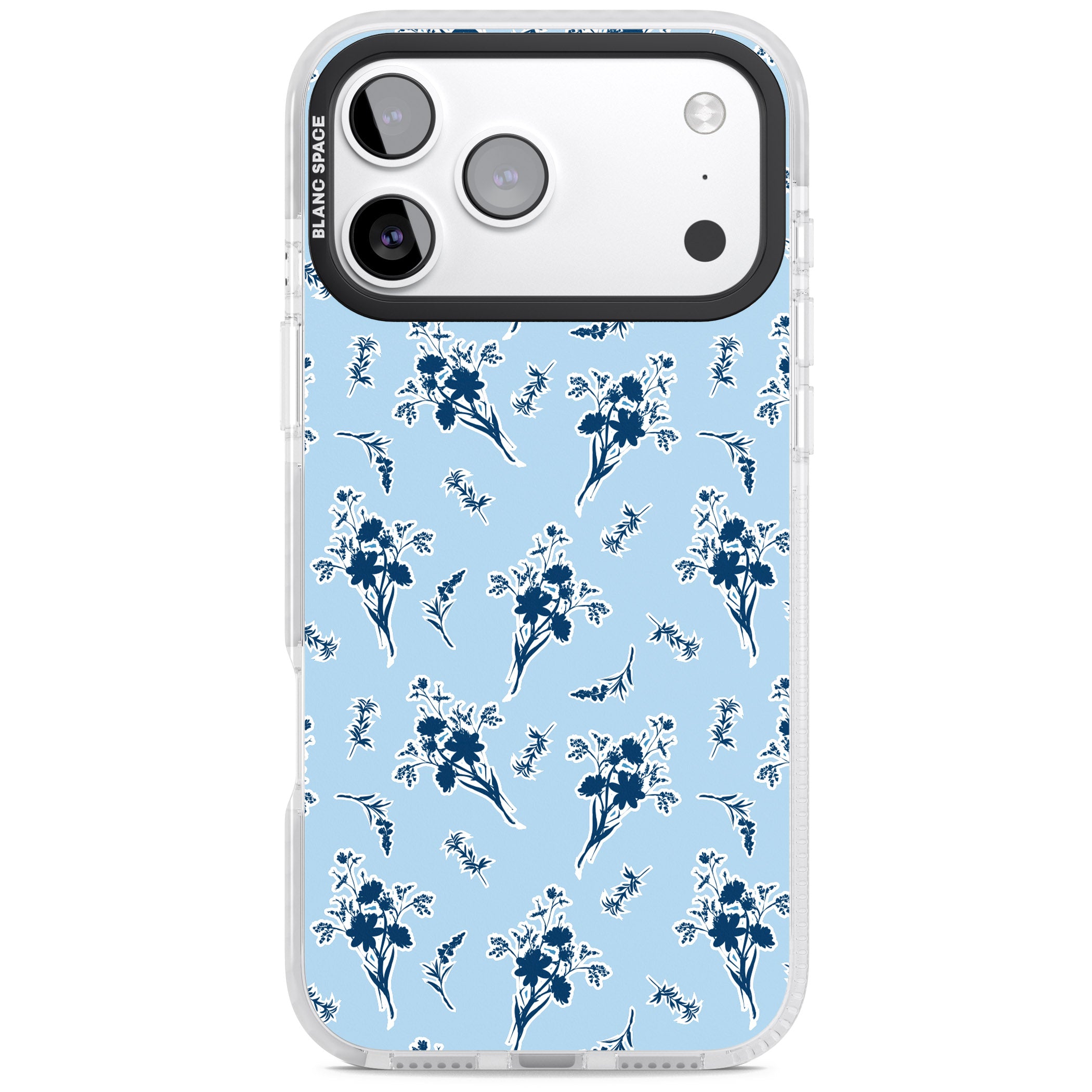 Blue Sticker Wildflowers iPhone 17 Pro Impact Pro Clear Phone Case