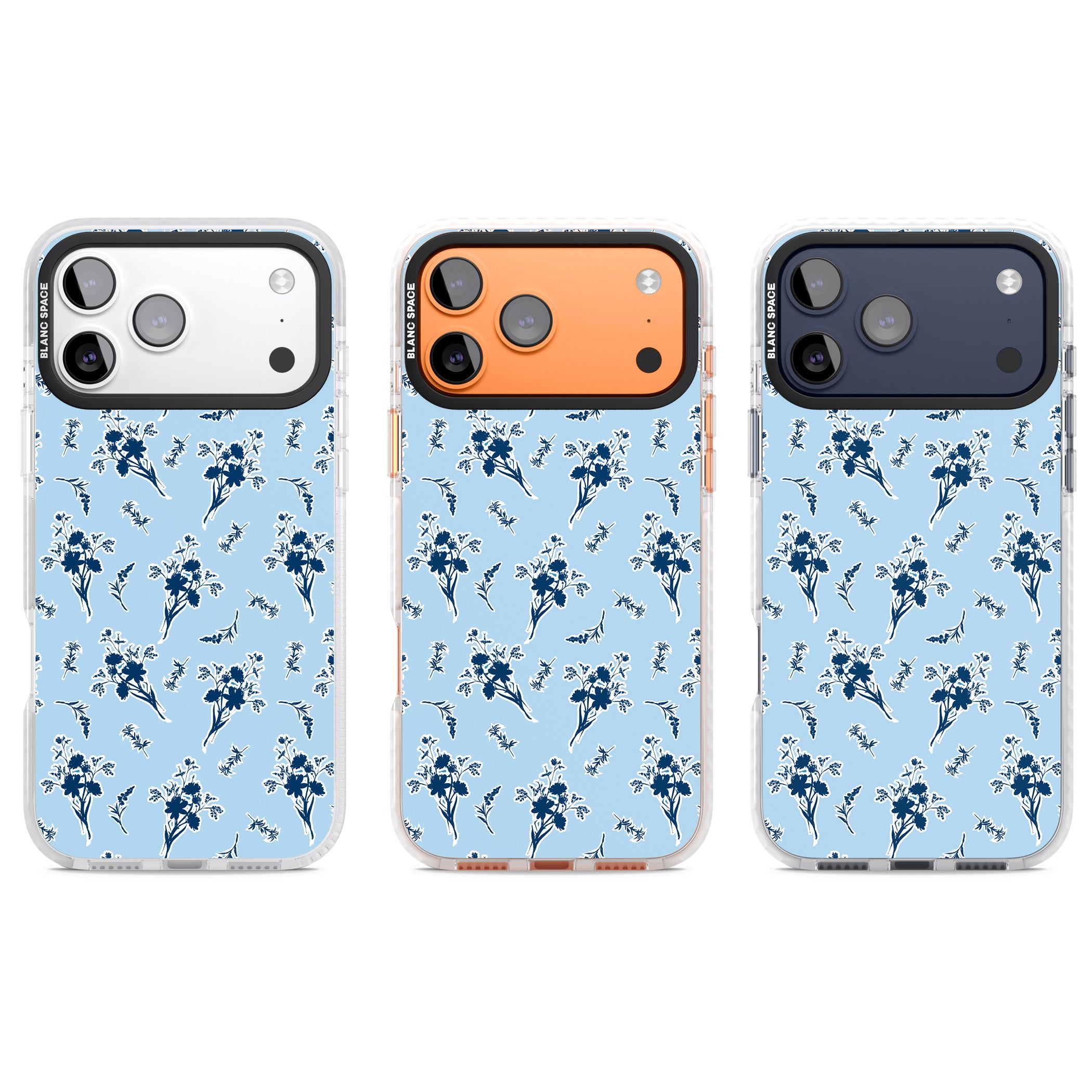 Blue Sticker Wildflowers iPhone 17 Pro Impact Pro Clear Phone Case APT Impact Protection