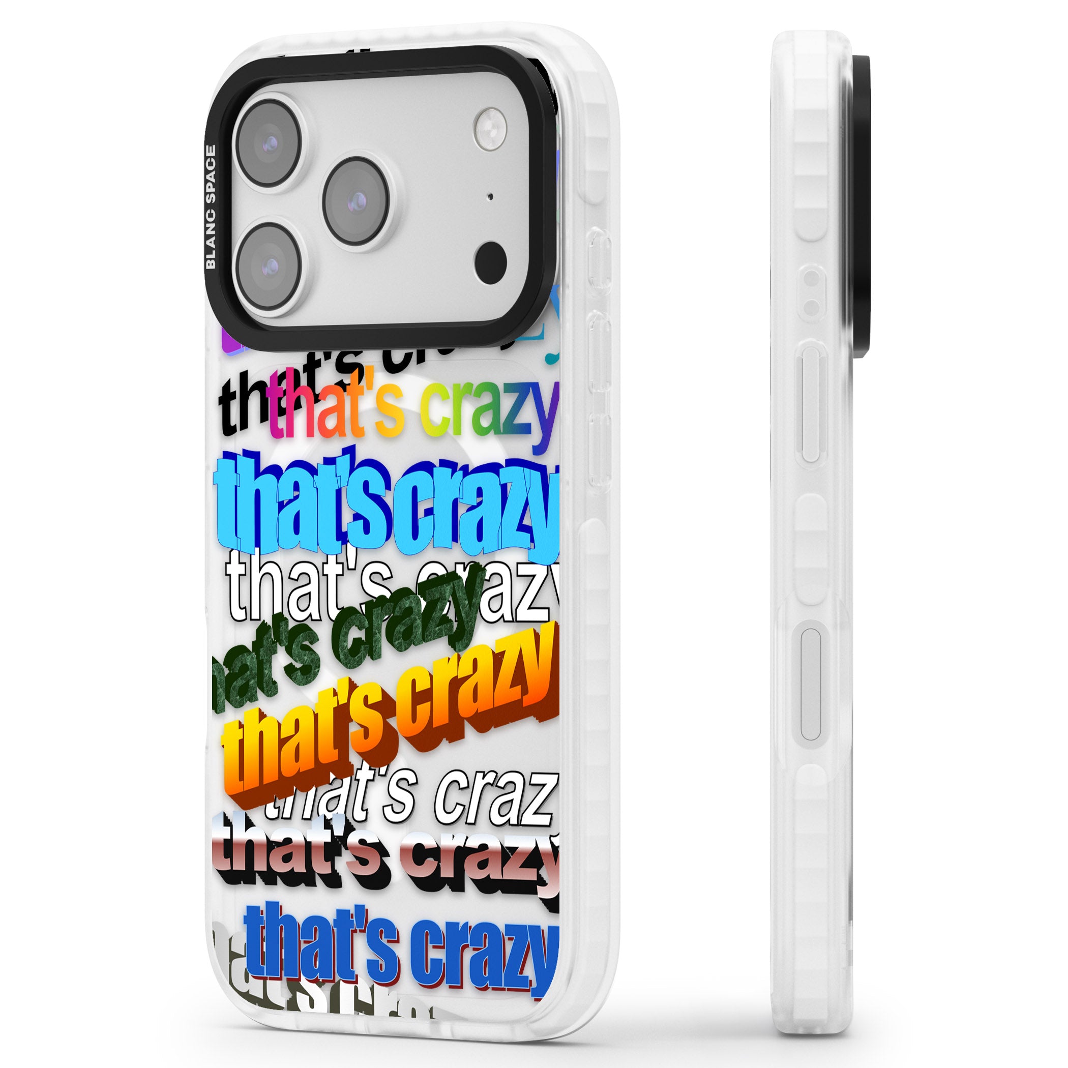 That'S Crazy Typography iPhone 17 Pro Impact Pro Clear Phone Case Side Profile