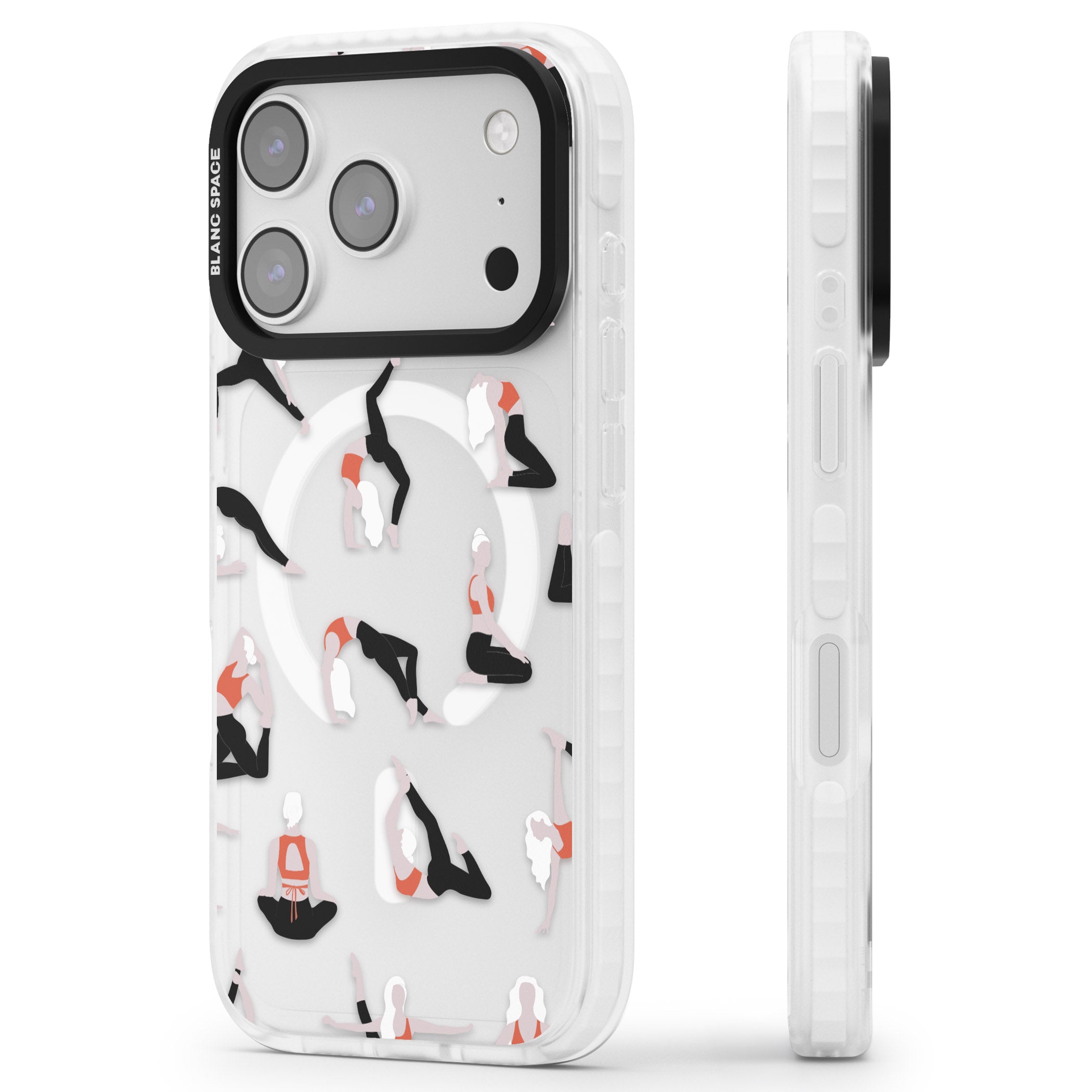 Yoga Poses Clear iPhone 17 Pro Impact Pro Clear Phone Case Side Profile