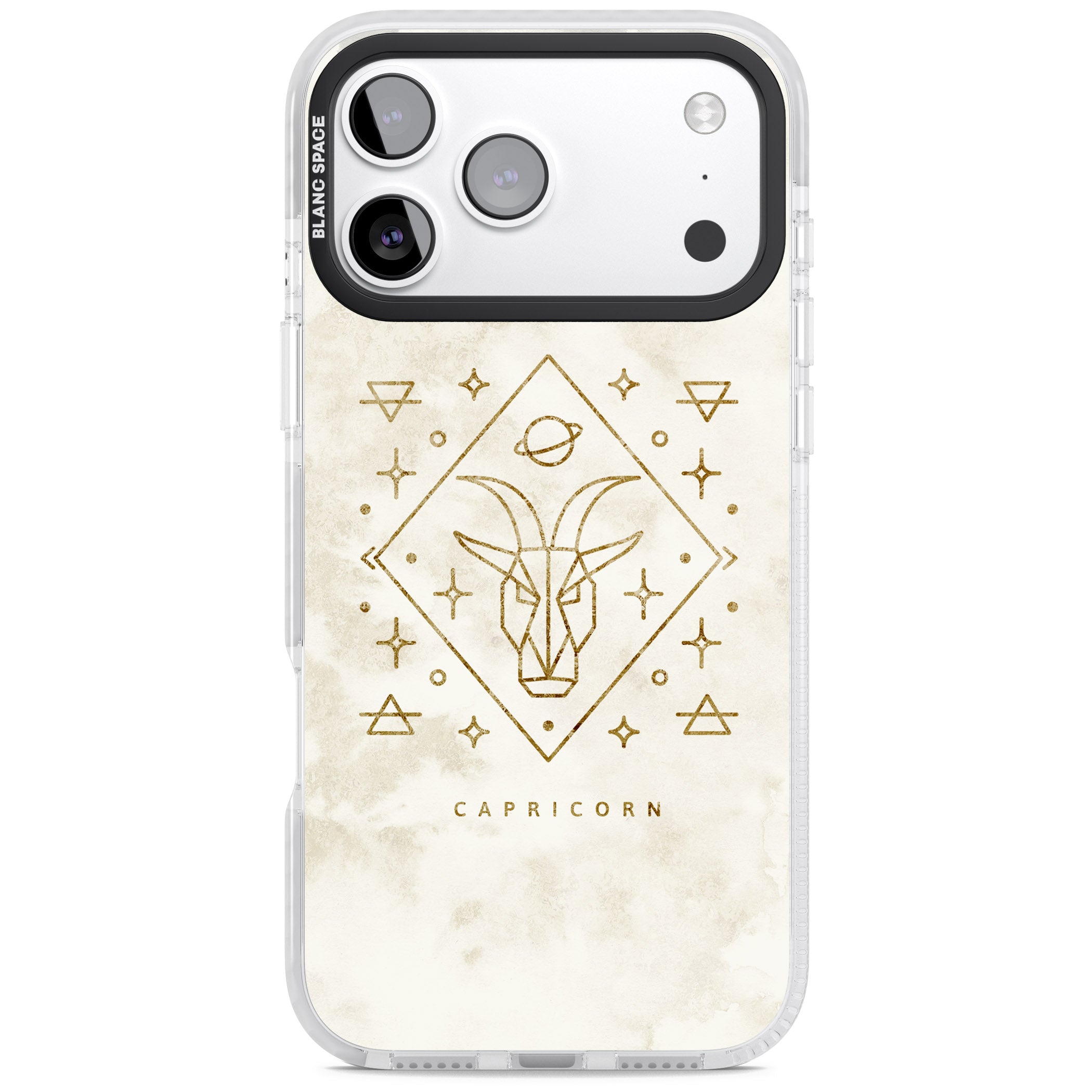 Capricorn Gold Zodiac Design iPhone 17 Pro Impact Pro Clear Phone Case