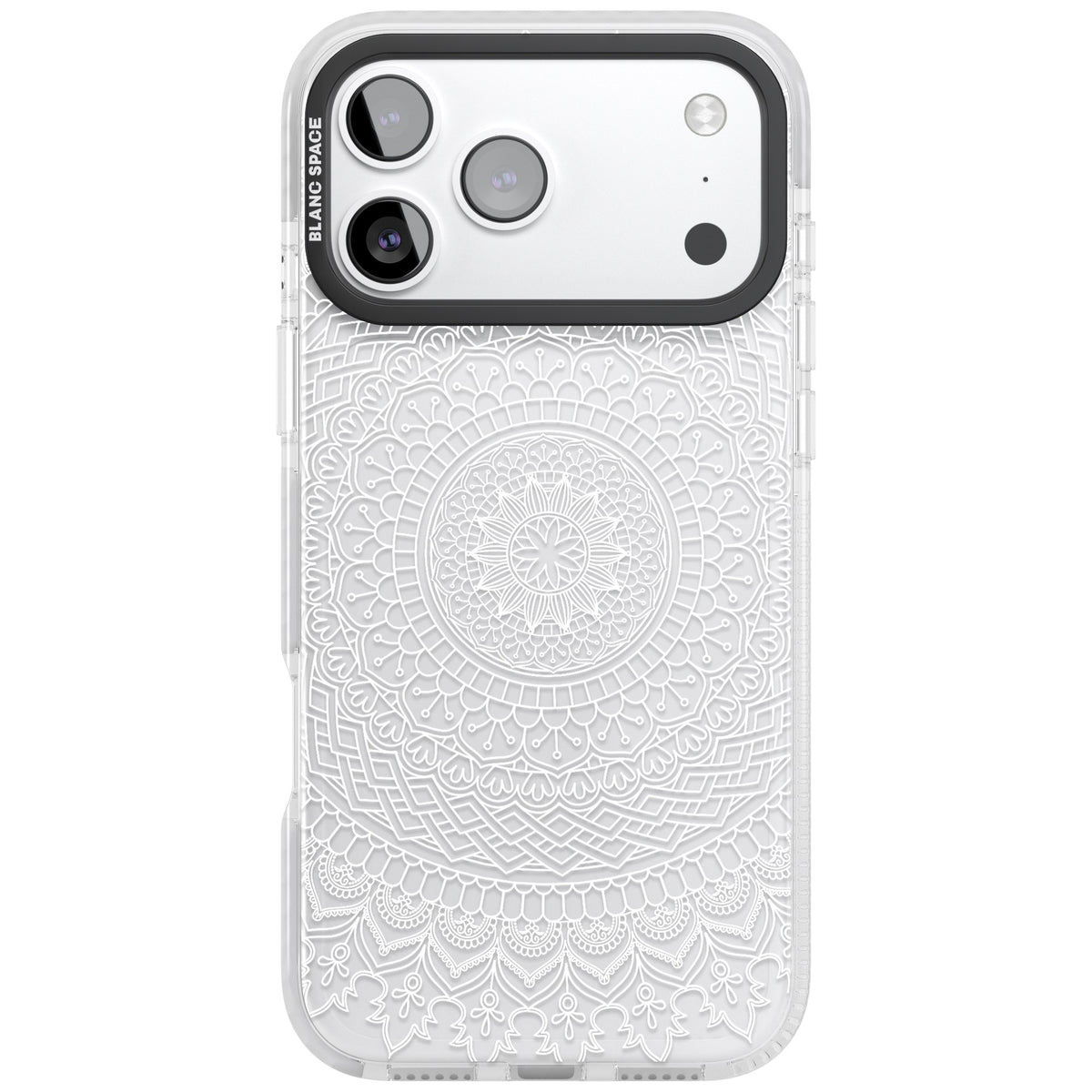 White Mandala iPhone 17 Pro Max Impact Clear Phone Case front