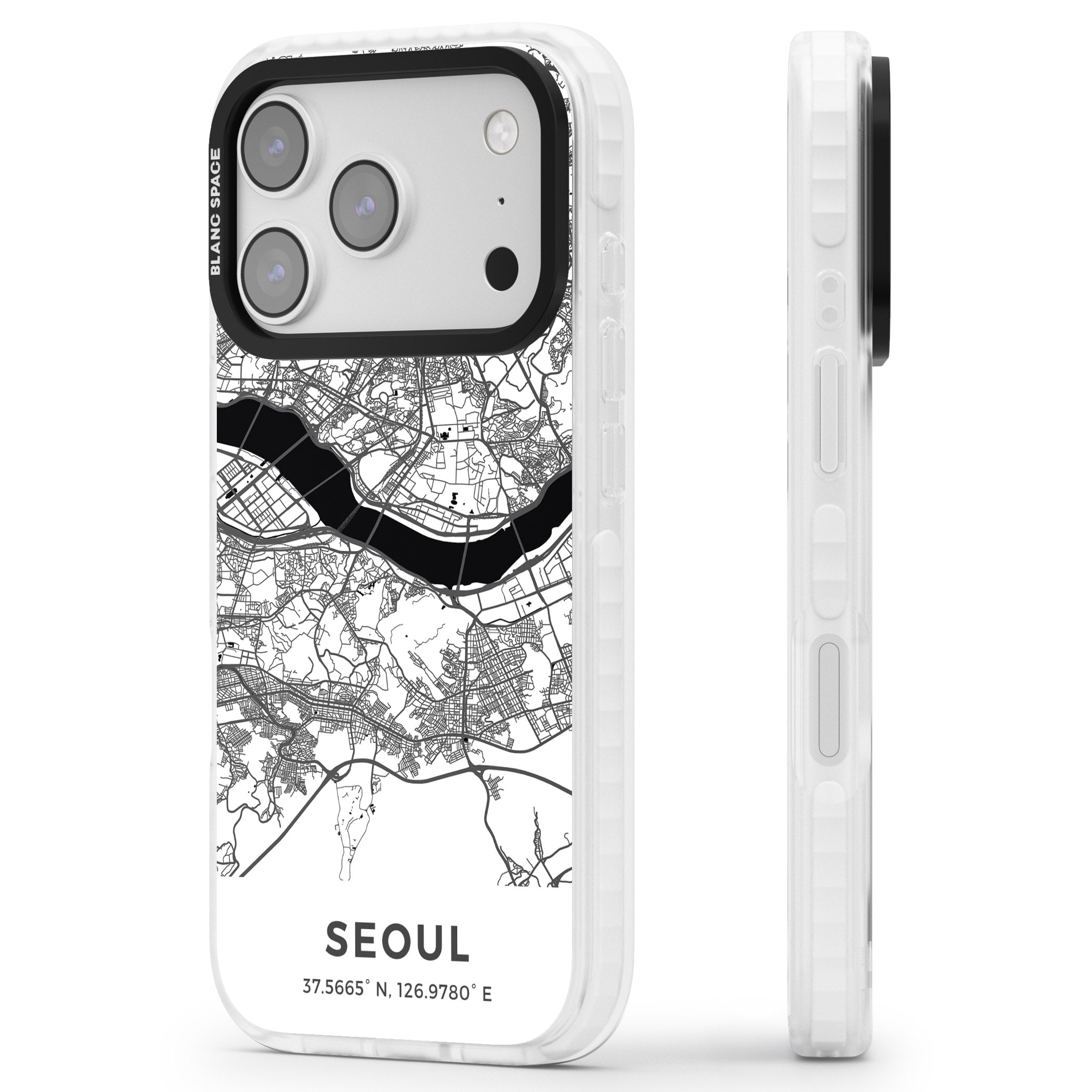 Seoul City Map iPhone 17 Pro Impact Clear Phone Case Side Profile