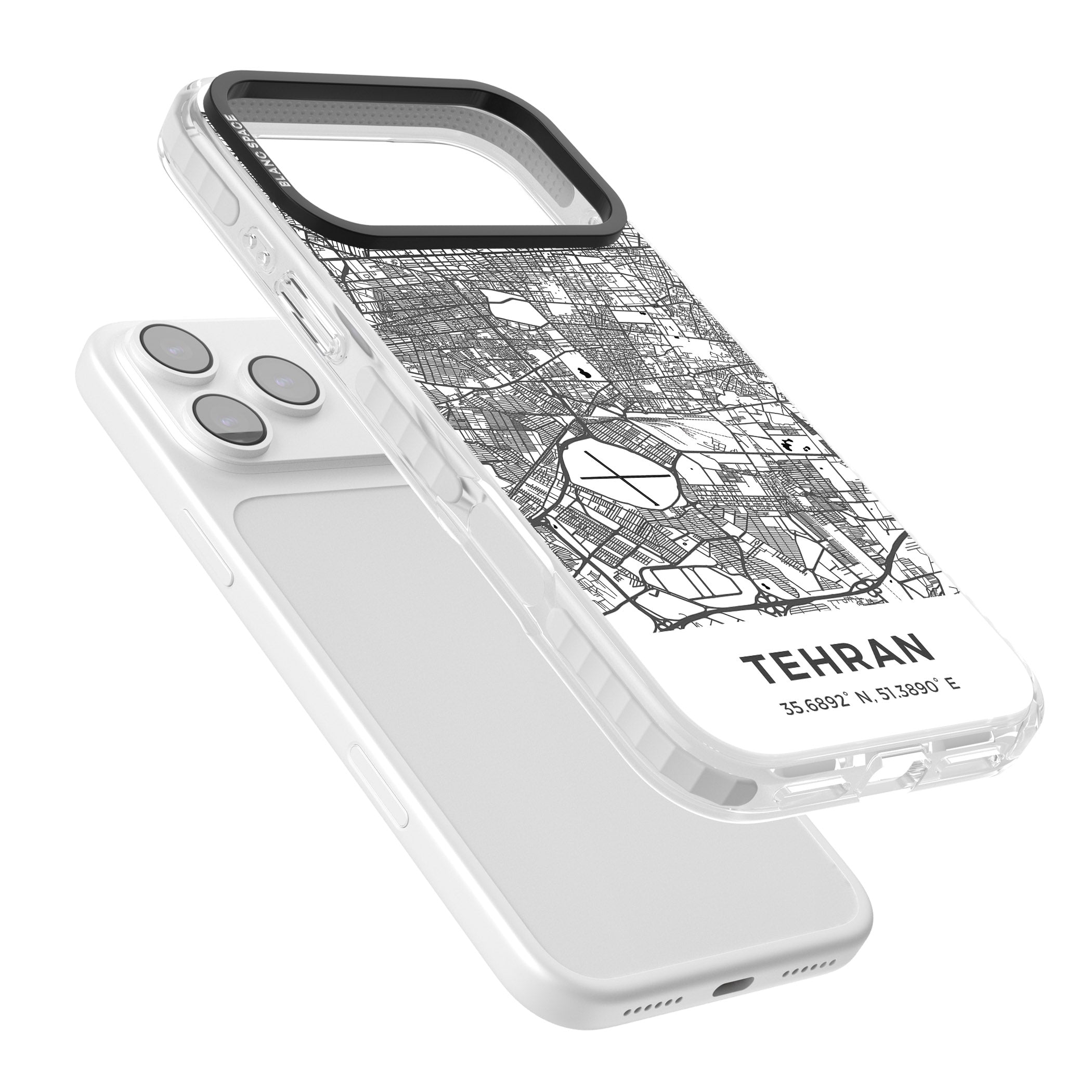Tehran Map iPhone 17 Pro Impact Clear Phone Case Colours