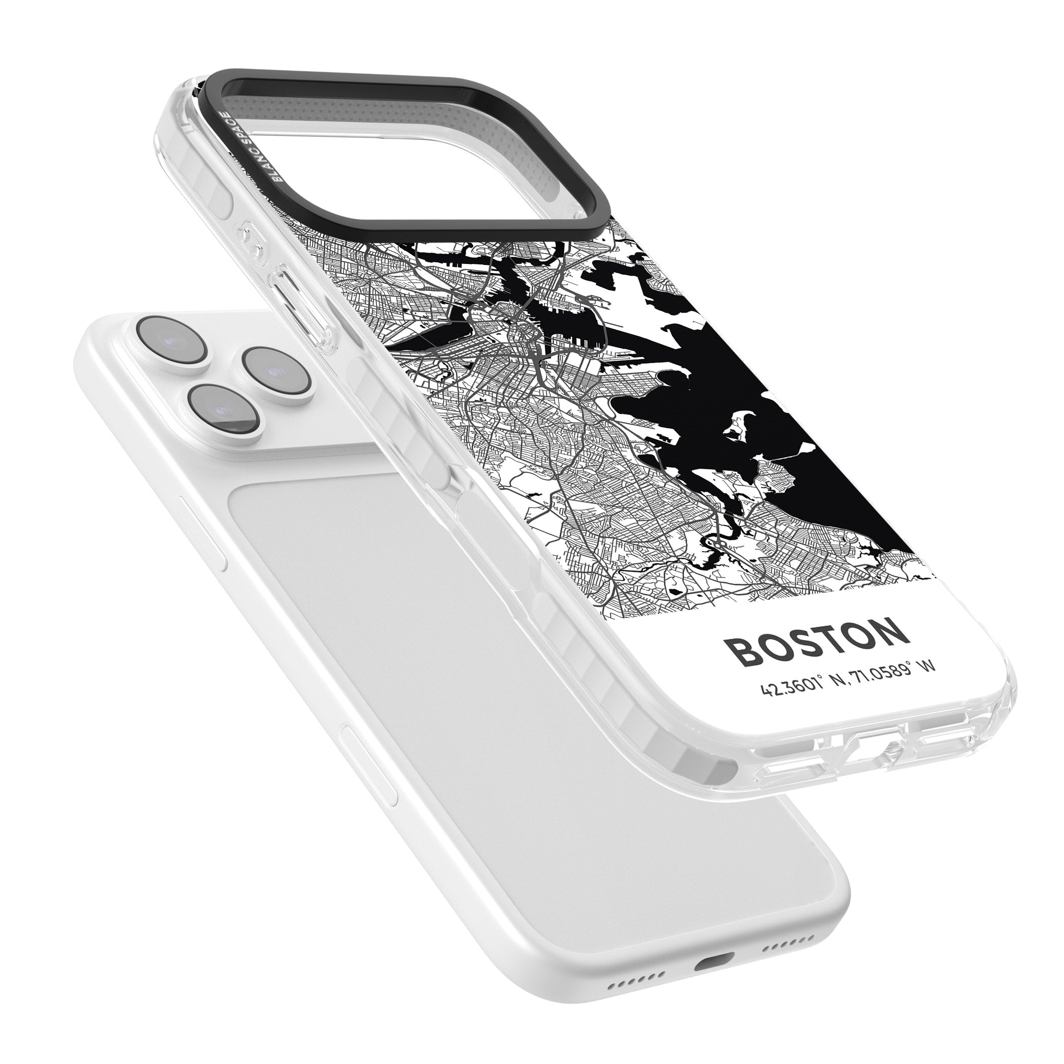 Boston Map iPhone 17 Pro Impact Clear Phone Case Colours