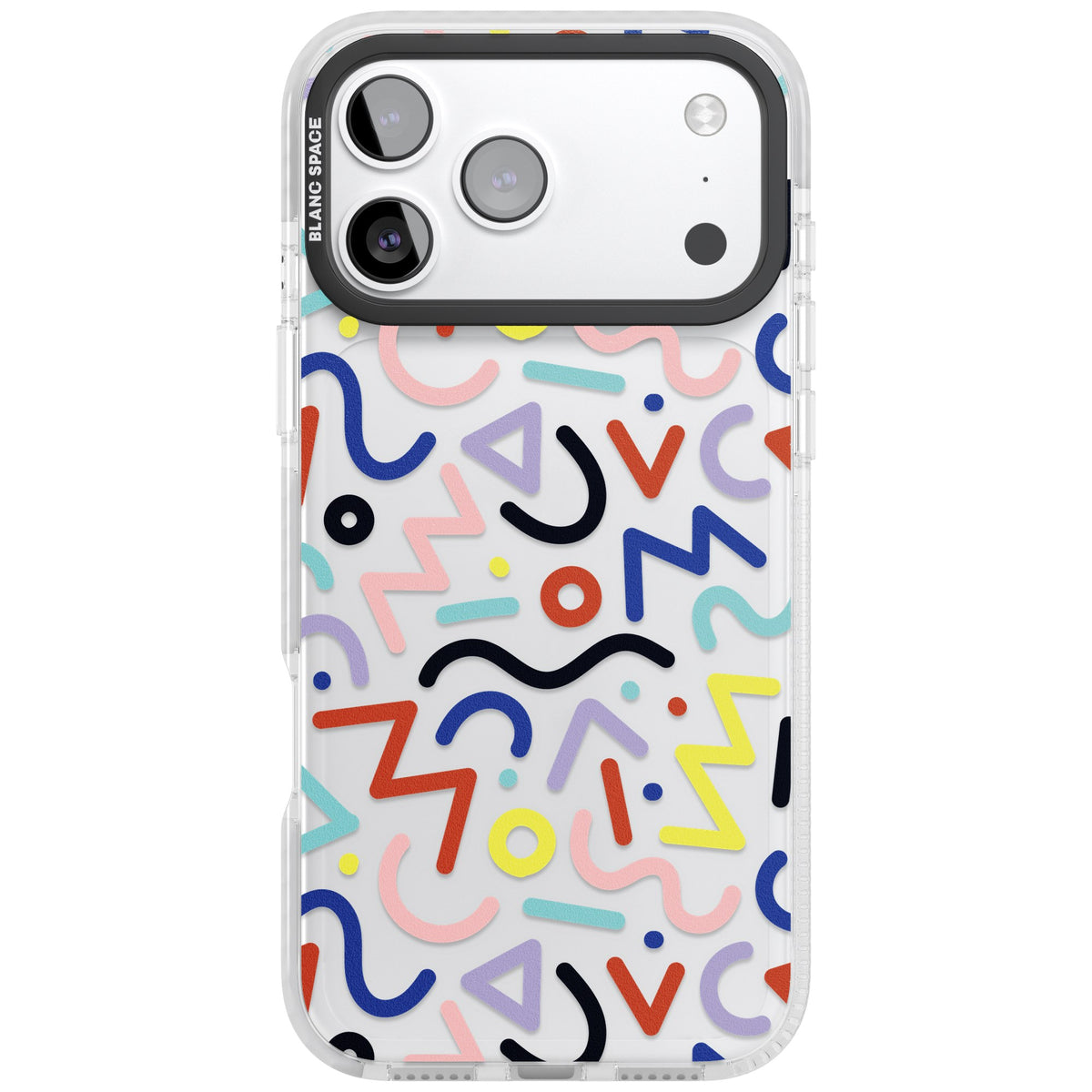 Memphis Retro Pattern iPhone 17 Pro Max Impact Clear Phone Case front