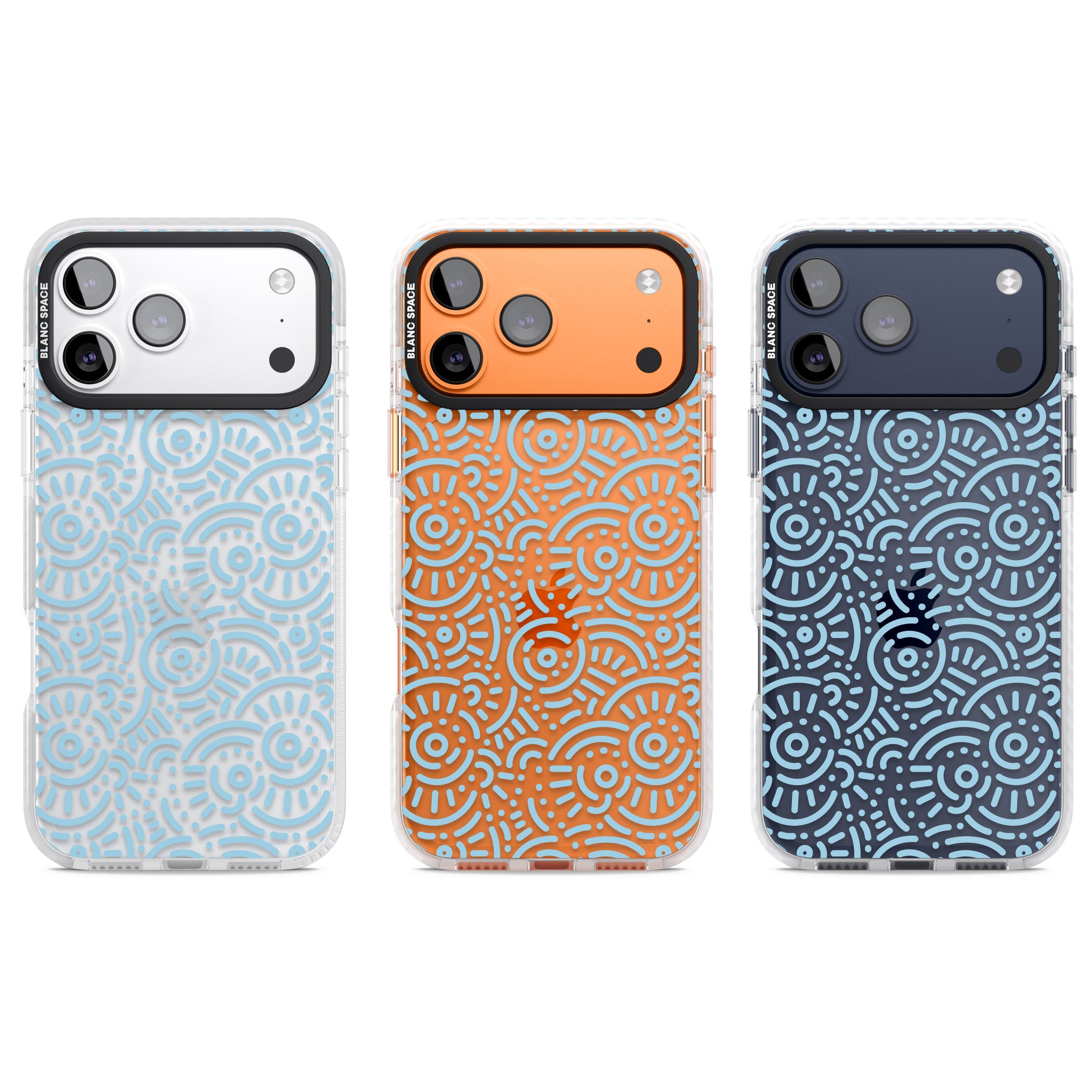 Light Blue Retro Pattern iPhone 17 Pro Impact Clear Phone Case APT Impact Protection