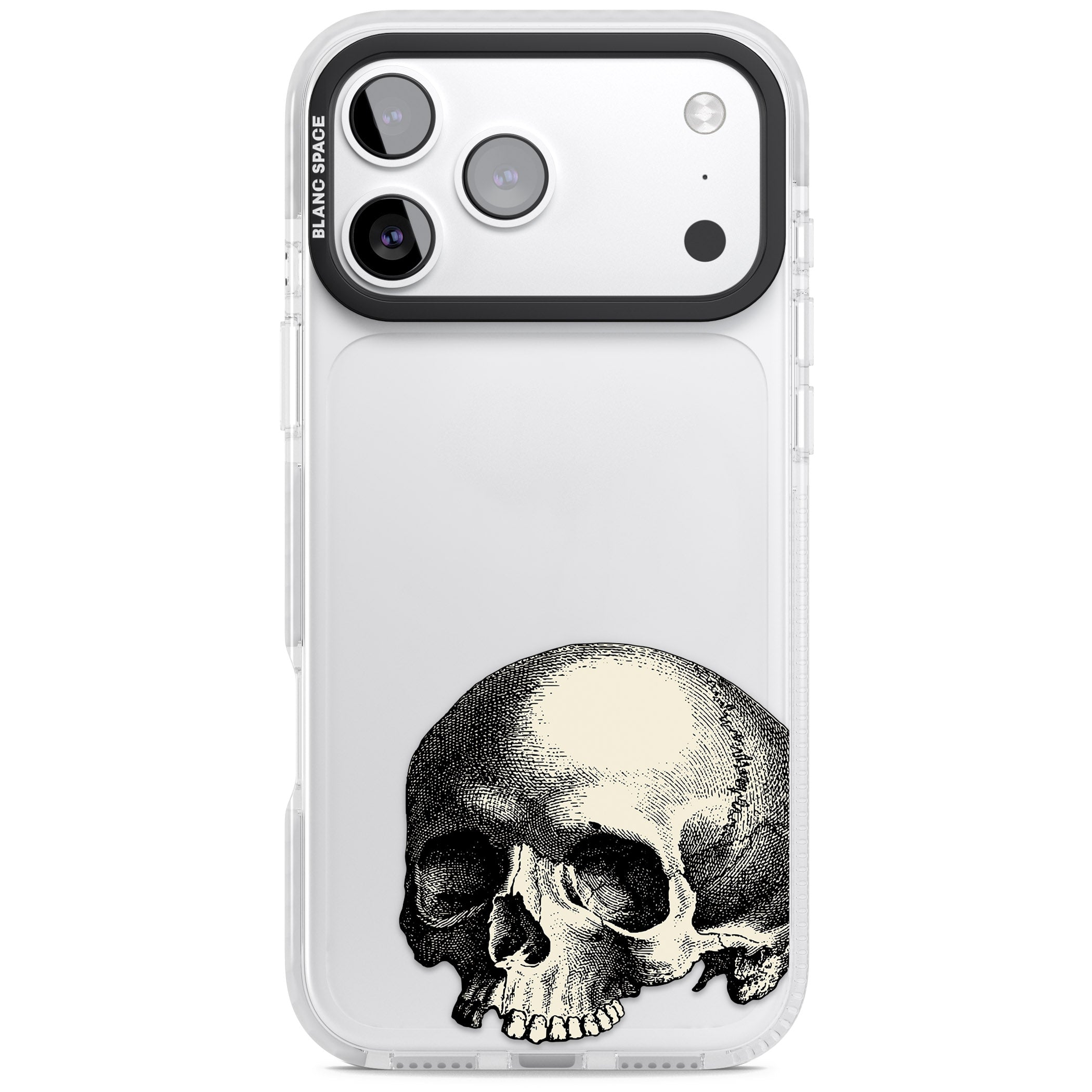 Minimal Vintage Skull iPhone 17 Pro Impact Clear Phone Case