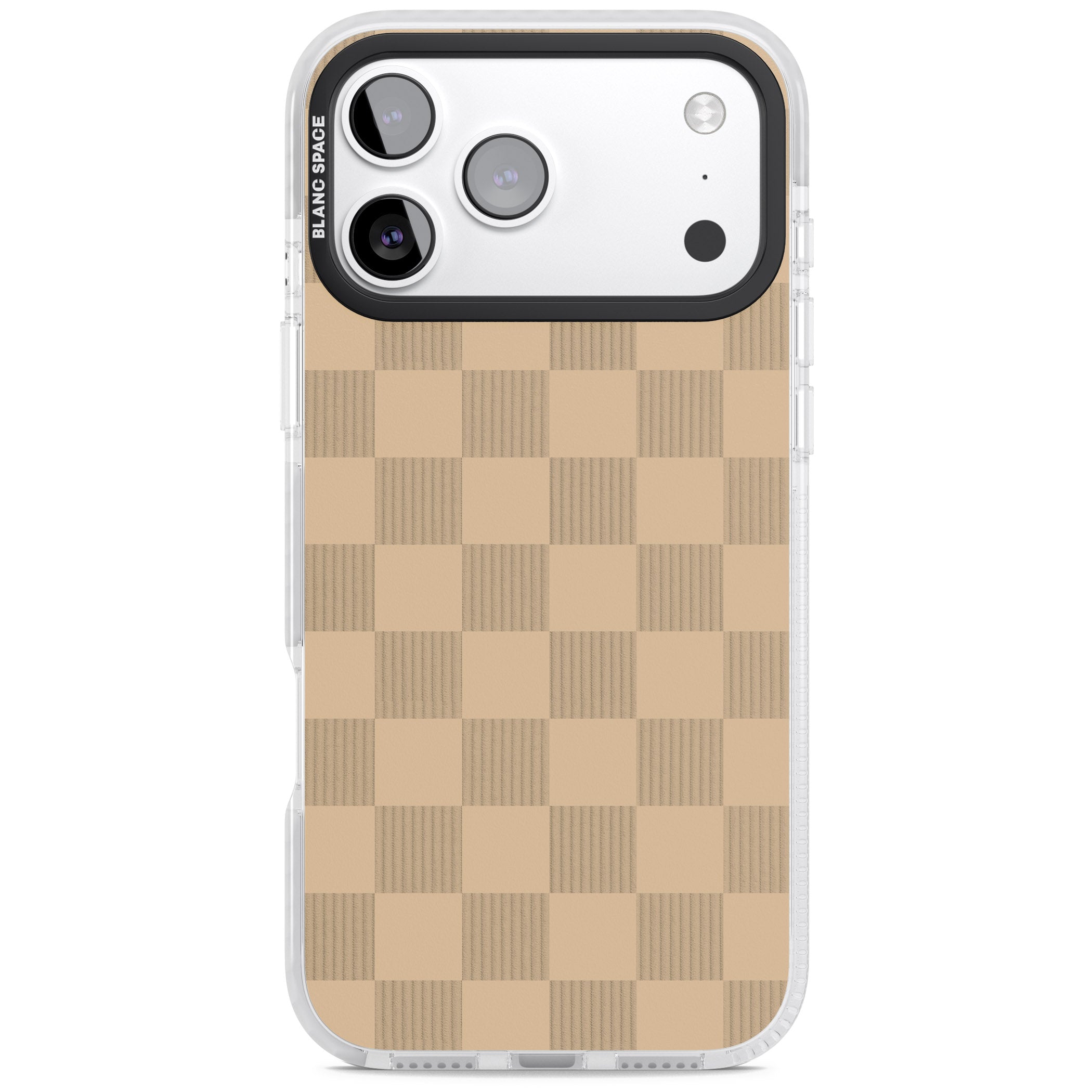 Beige Checkered iPhone 17 Pro Impact Clear Phone Case