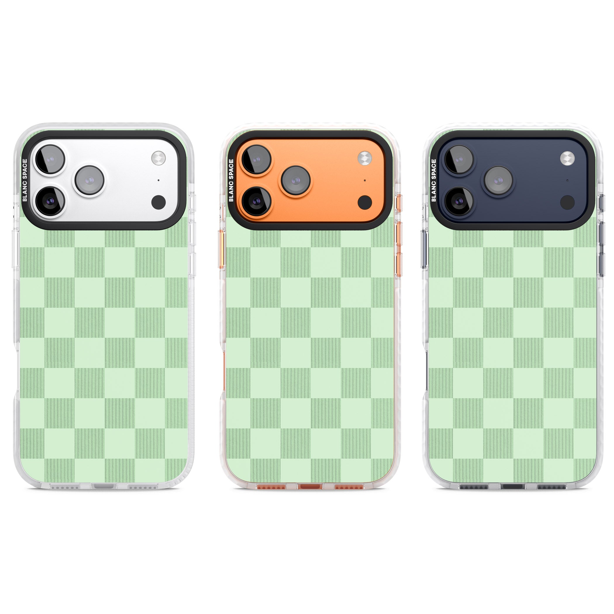 Seafoam Checkered iPhone 17 Pro Impact Clear Phone Case APT Impact Protection