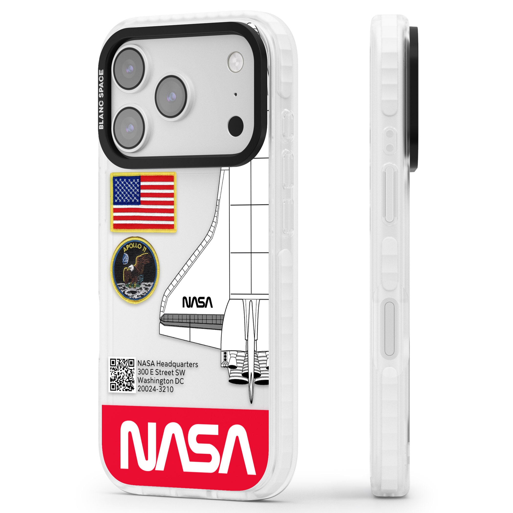 Nasa Apollo 11 iPhone 17 Pro Impact Clear Phone Case Side Profile