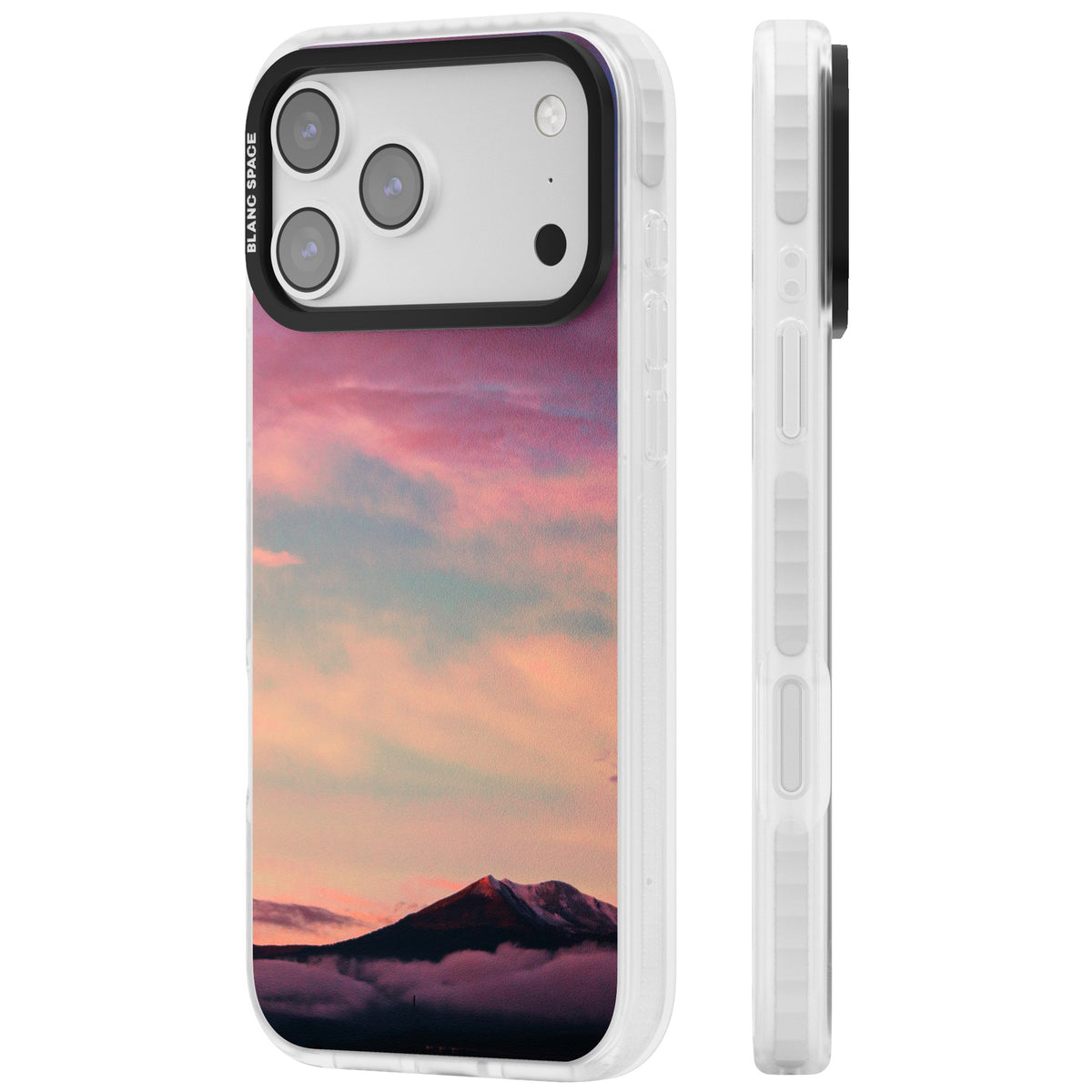 Pastel Mountain Sunset iPhone 17 Pro Max Impact Clear Phone Case side