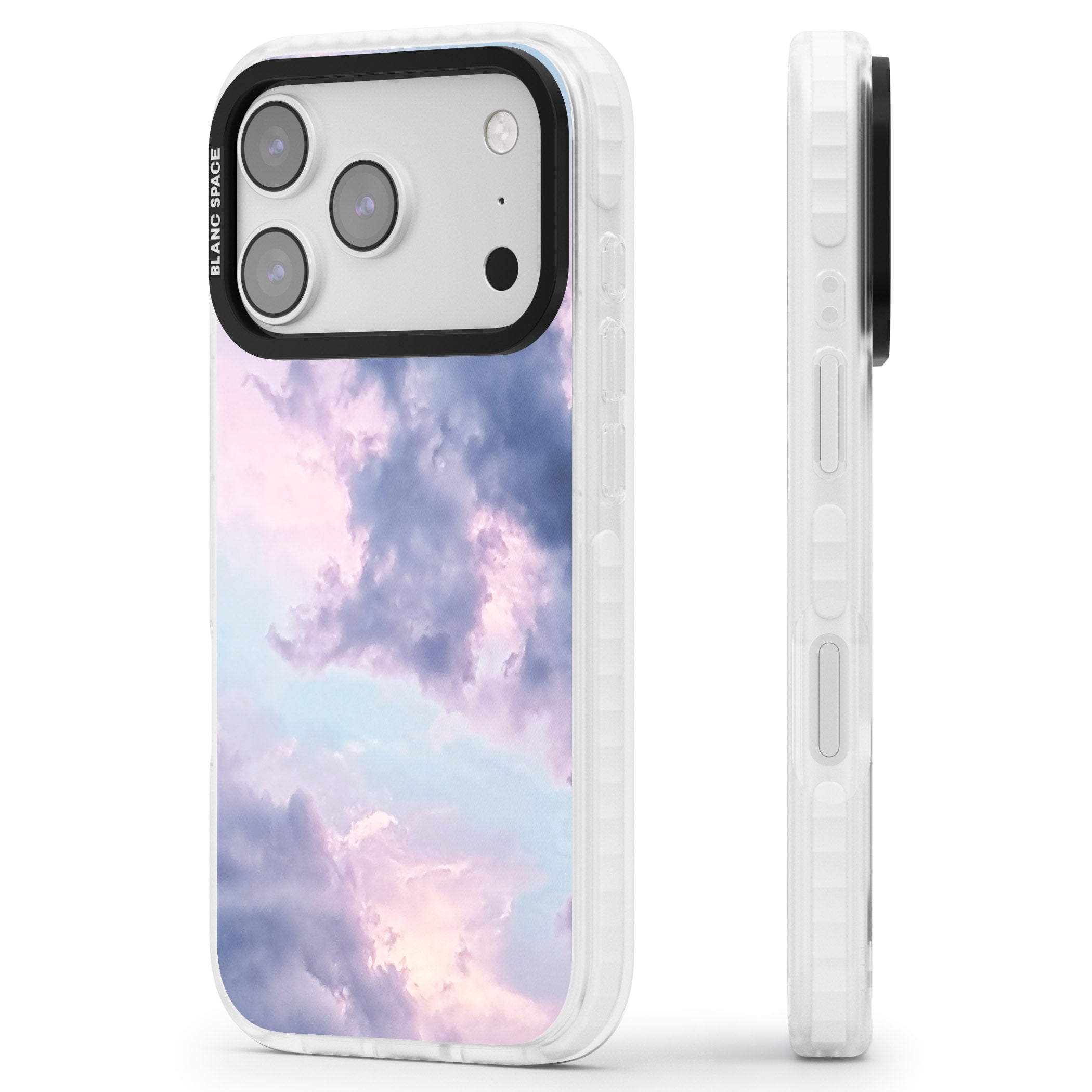 Pastel Sky Clouds iPhone 17 Pro Impact Clear Phone Case Side Profile
