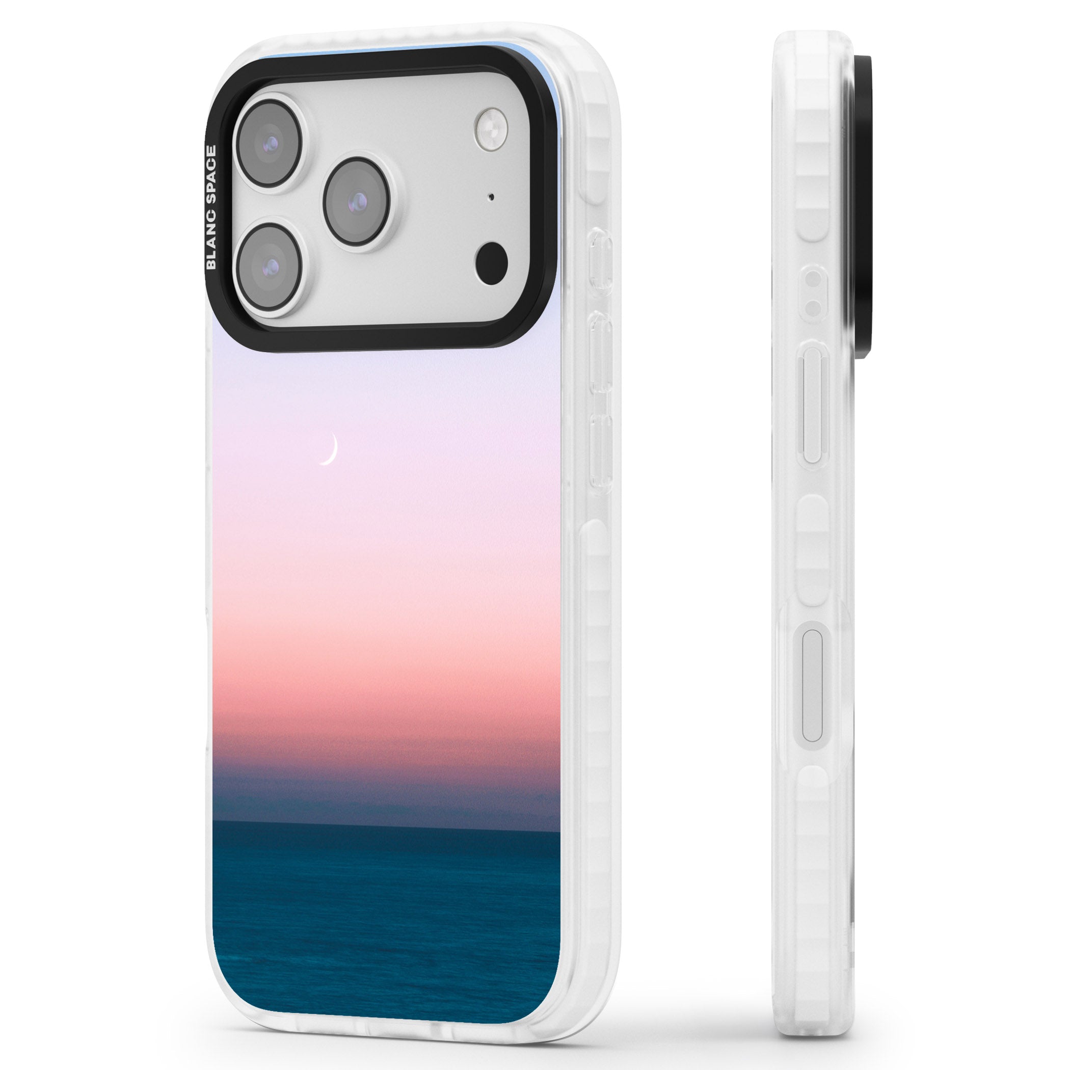 Pastel Ocean Sunset iPhone 17 Pro Impact Clear Phone Case Side Profile