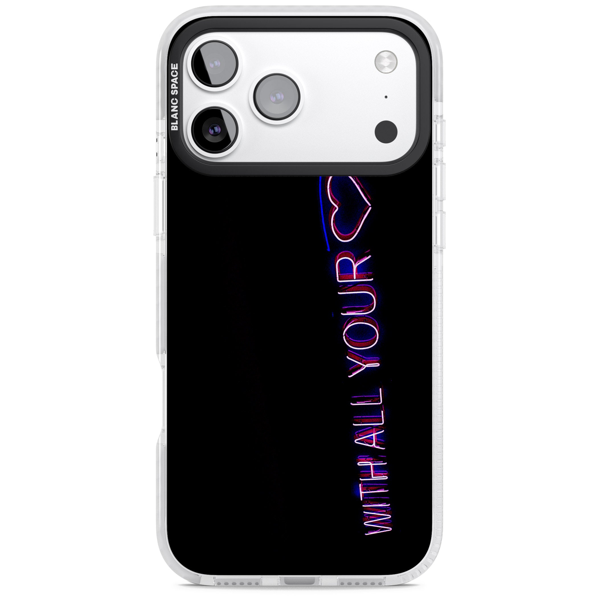 Neon Heart Script iPhone 17 Pro Impact Clear Phone Case