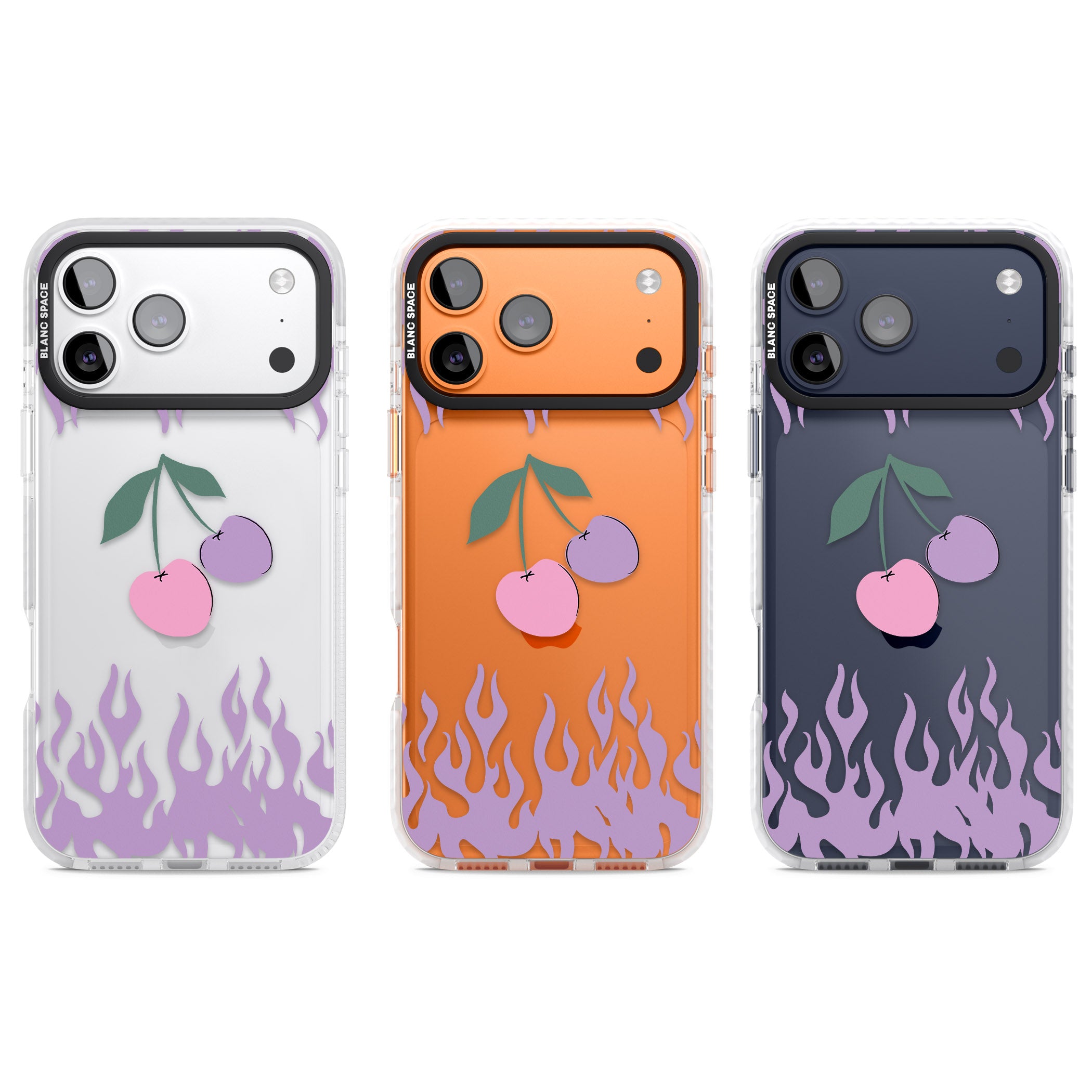Cherries N' Flames iPhone 17 Pro Impact Clear Phone Case APT Impact Protection