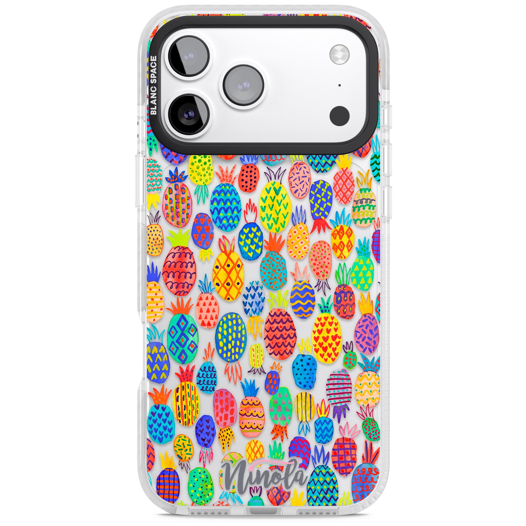 Vibrant Pineapple Pattern iPhone 17 Pro Impact Clear Phone Case