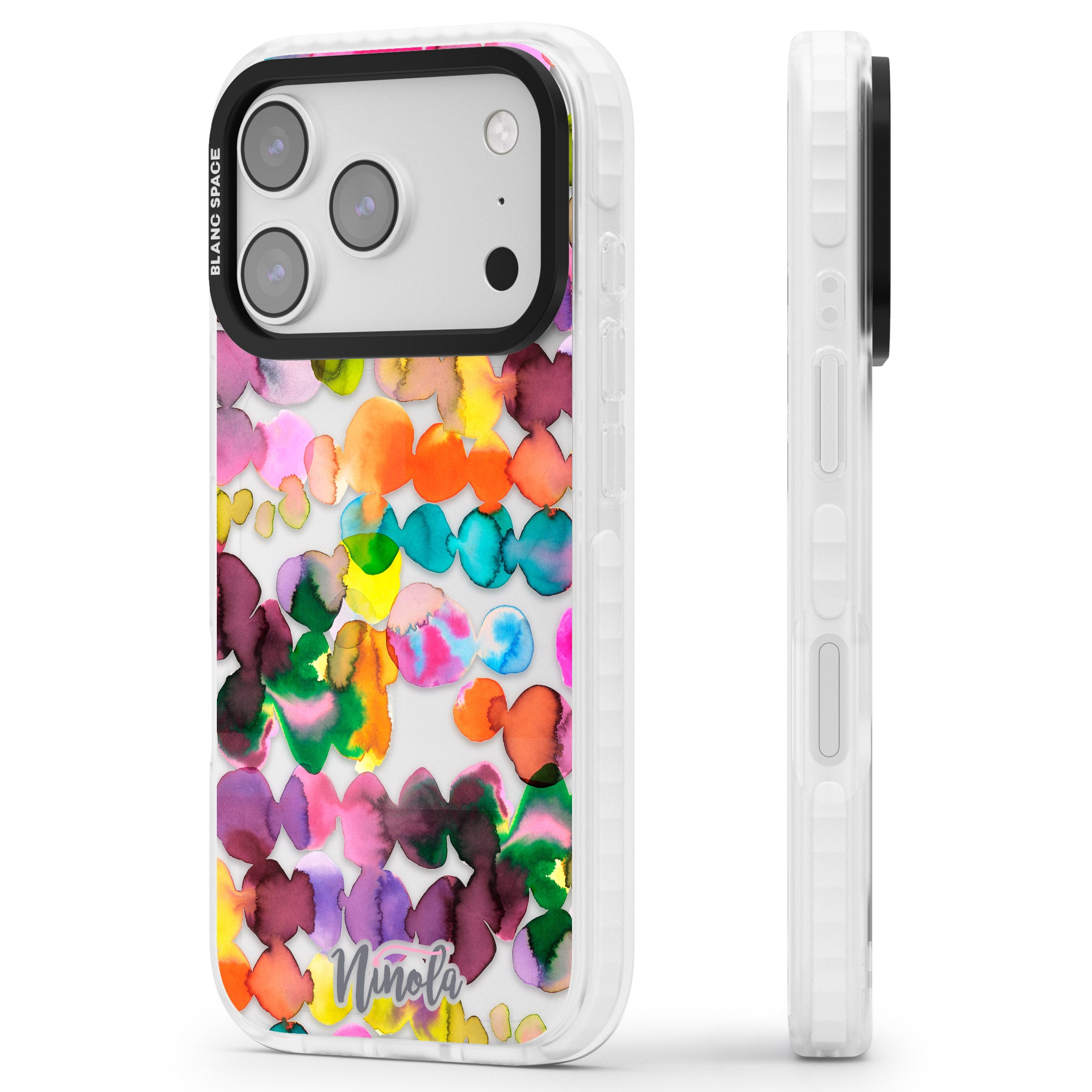 Ink Splash Hues iPhone 17 Pro Impact Clear Phone Case Side Profile