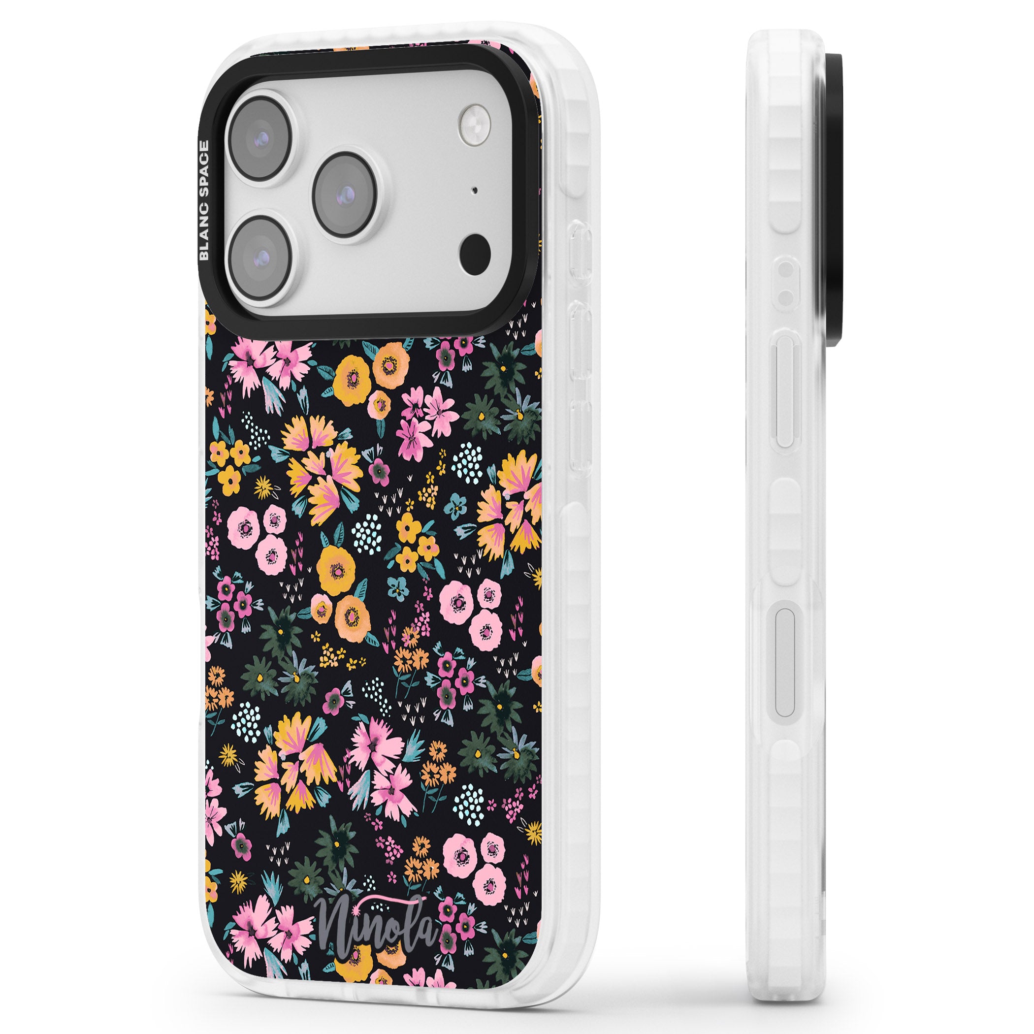 Blossom Field iPhone 17 Pro Impact Clear Phone Case Side Profile