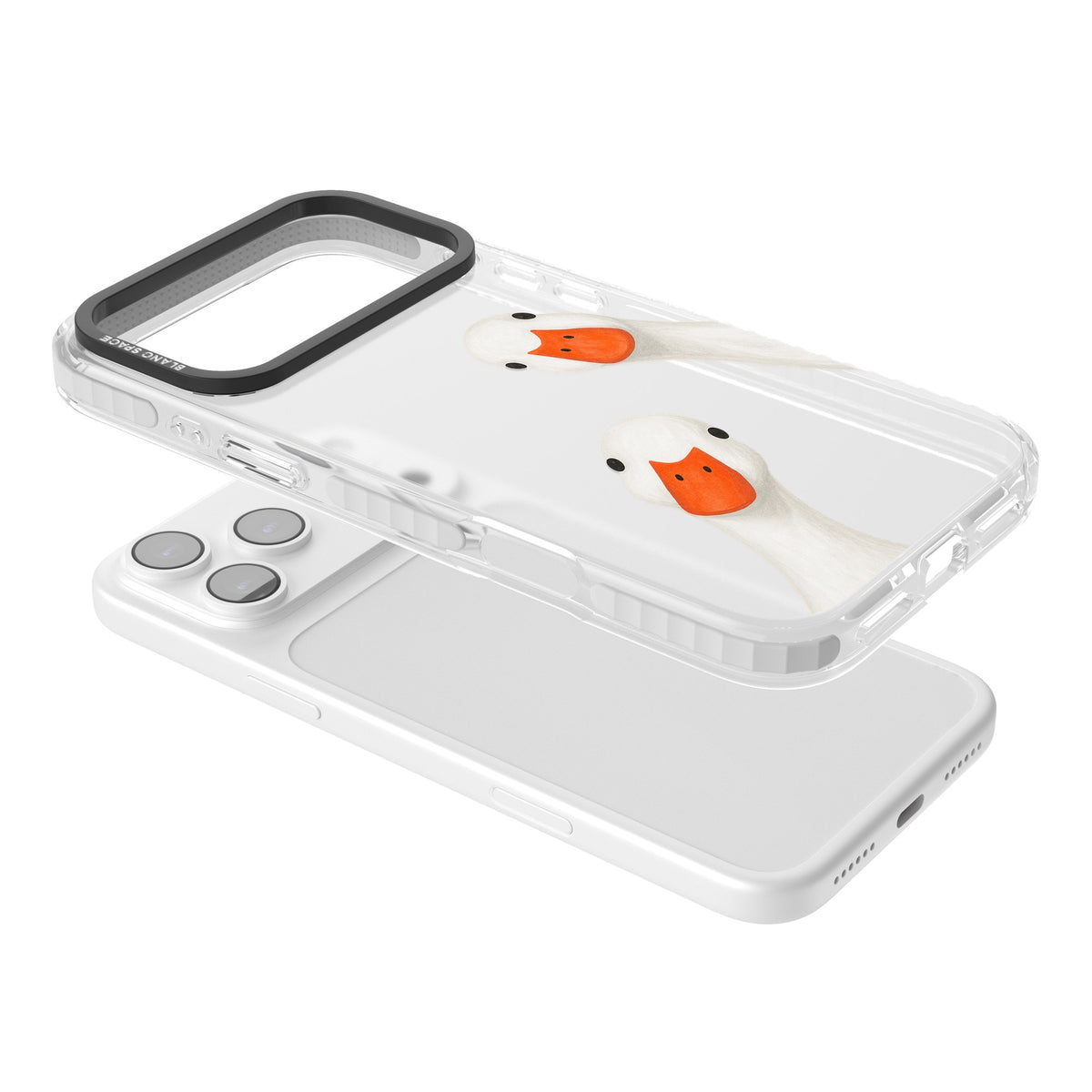 Nosy Ducks iPhone 17 Pro Max Impact Clear Phone Case angled