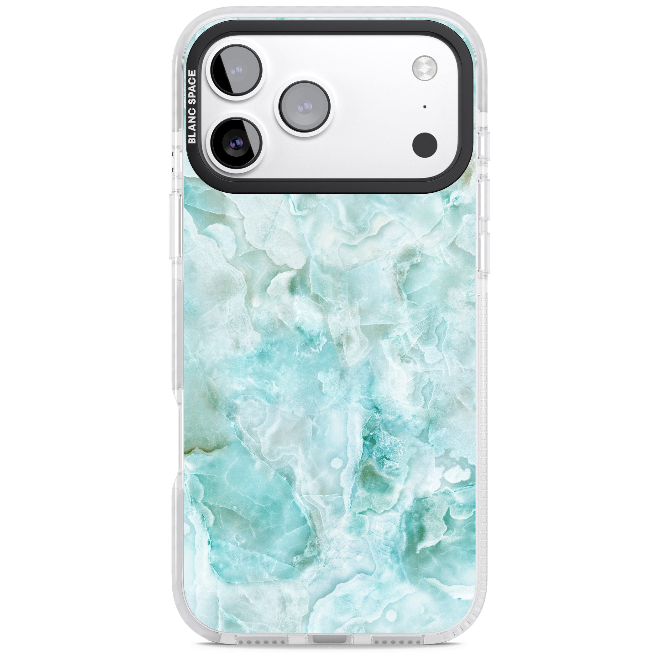 Aqua Onyx Marble iPhone 17 Pro Impact Clear Phone Case