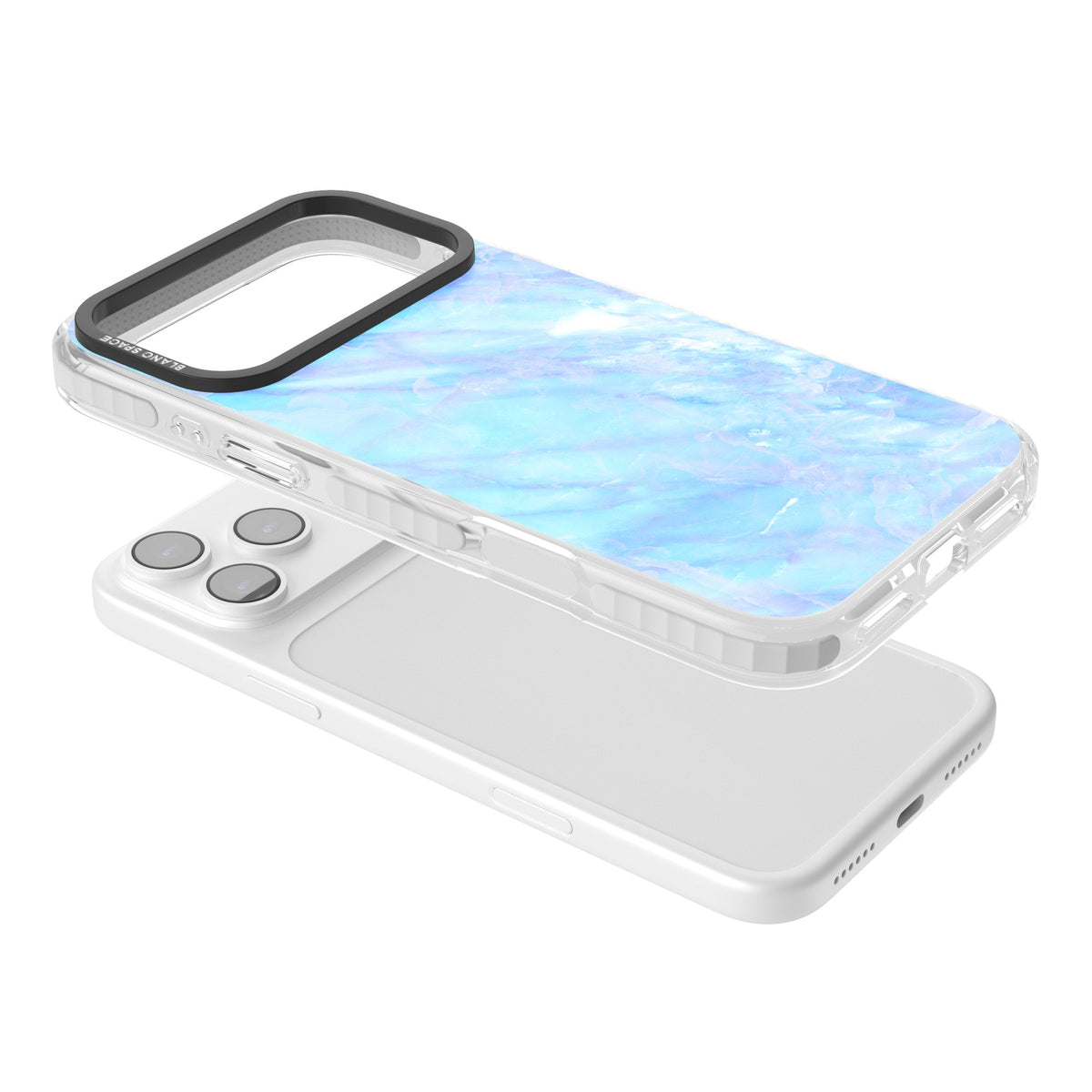 Iridescent Marble iPhone 17 Pro Max Impact Clear Phone Case angled