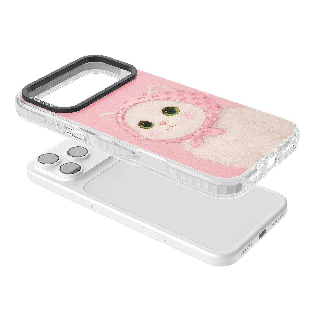Baby Blush Kitty iPhone 17 Pro Max Impact Clear Phone Case angled