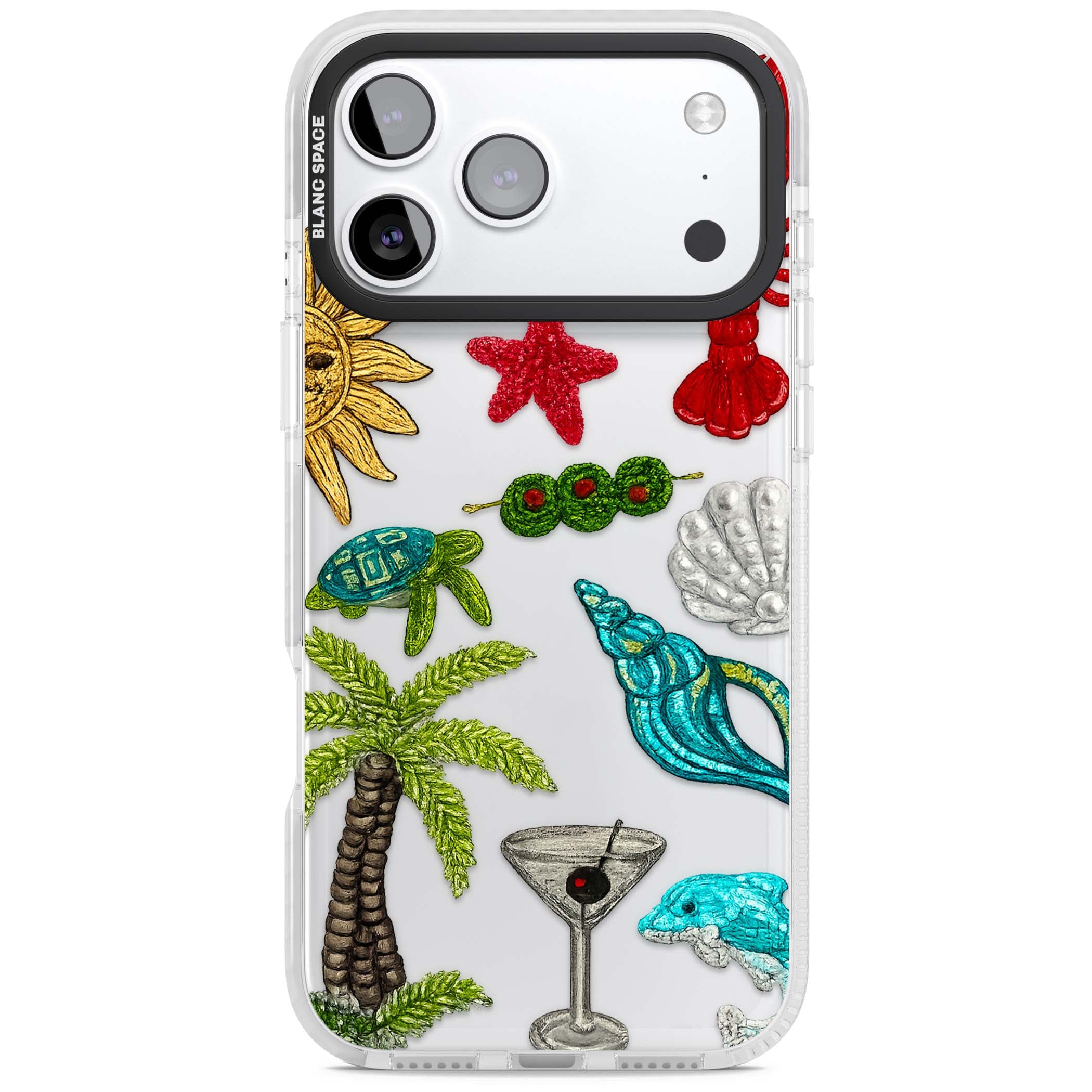 Painted Coastal Pattern coastal iPhone case | Black Impact case for iPhone 17 Pro, iPhone 17 Pro Max