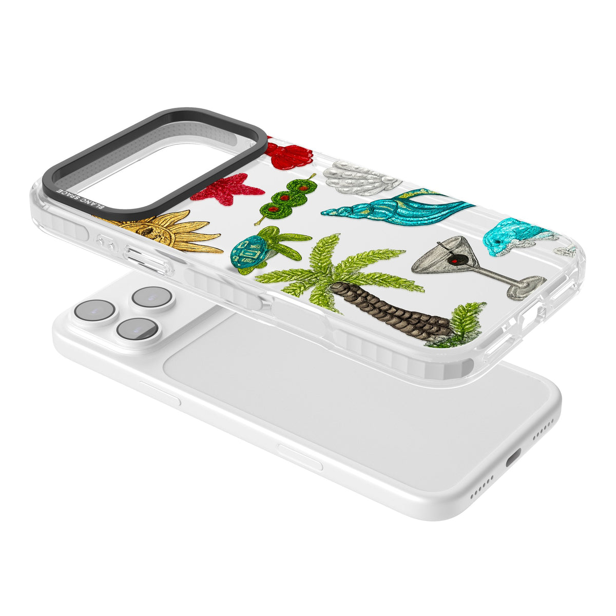 Painted Coastal Pattern iPhone 17 Pro Max Impact Clear Phone Case angled