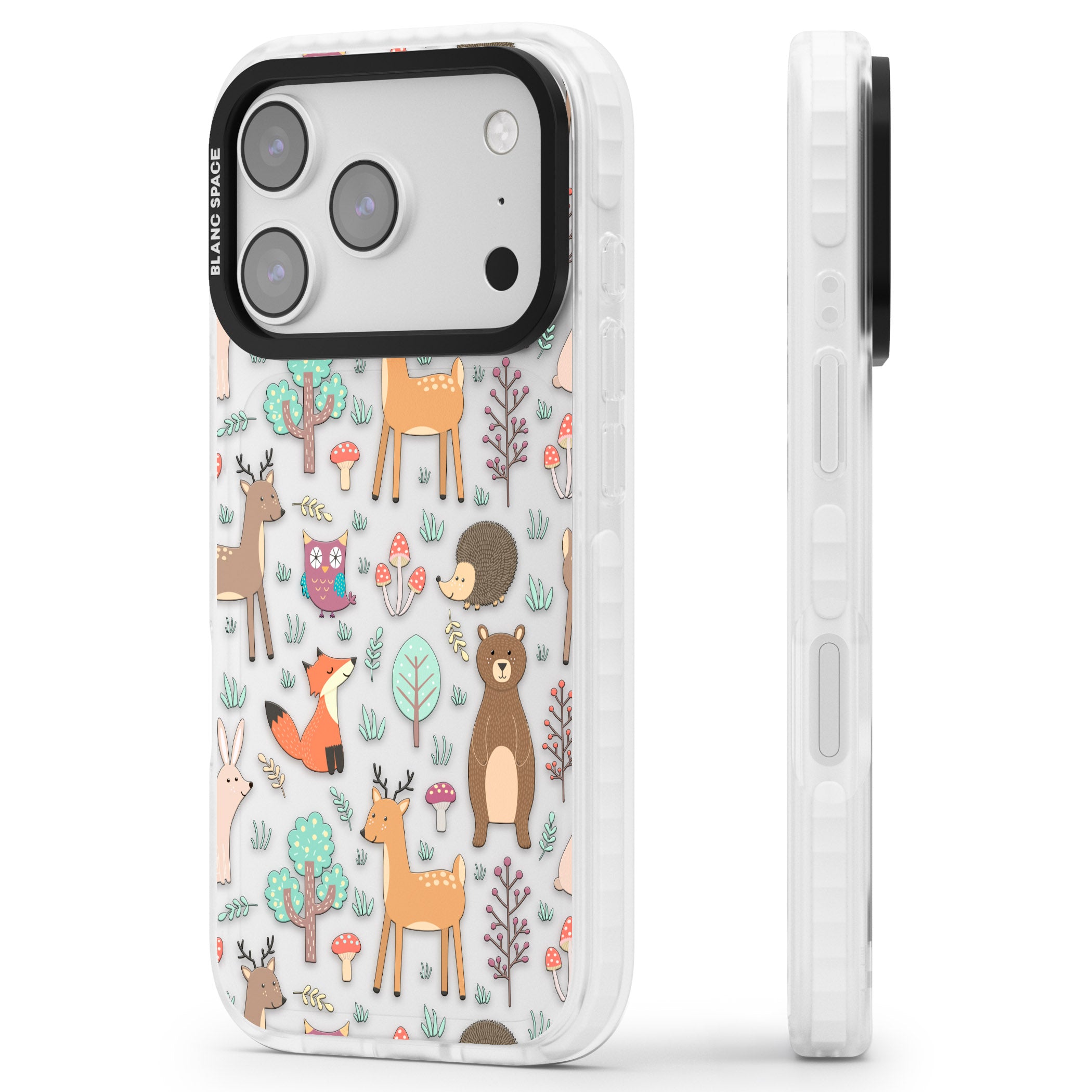 Wildlife Pattern iPhone 17 Pro Impact Clear Phone Case Side Profile