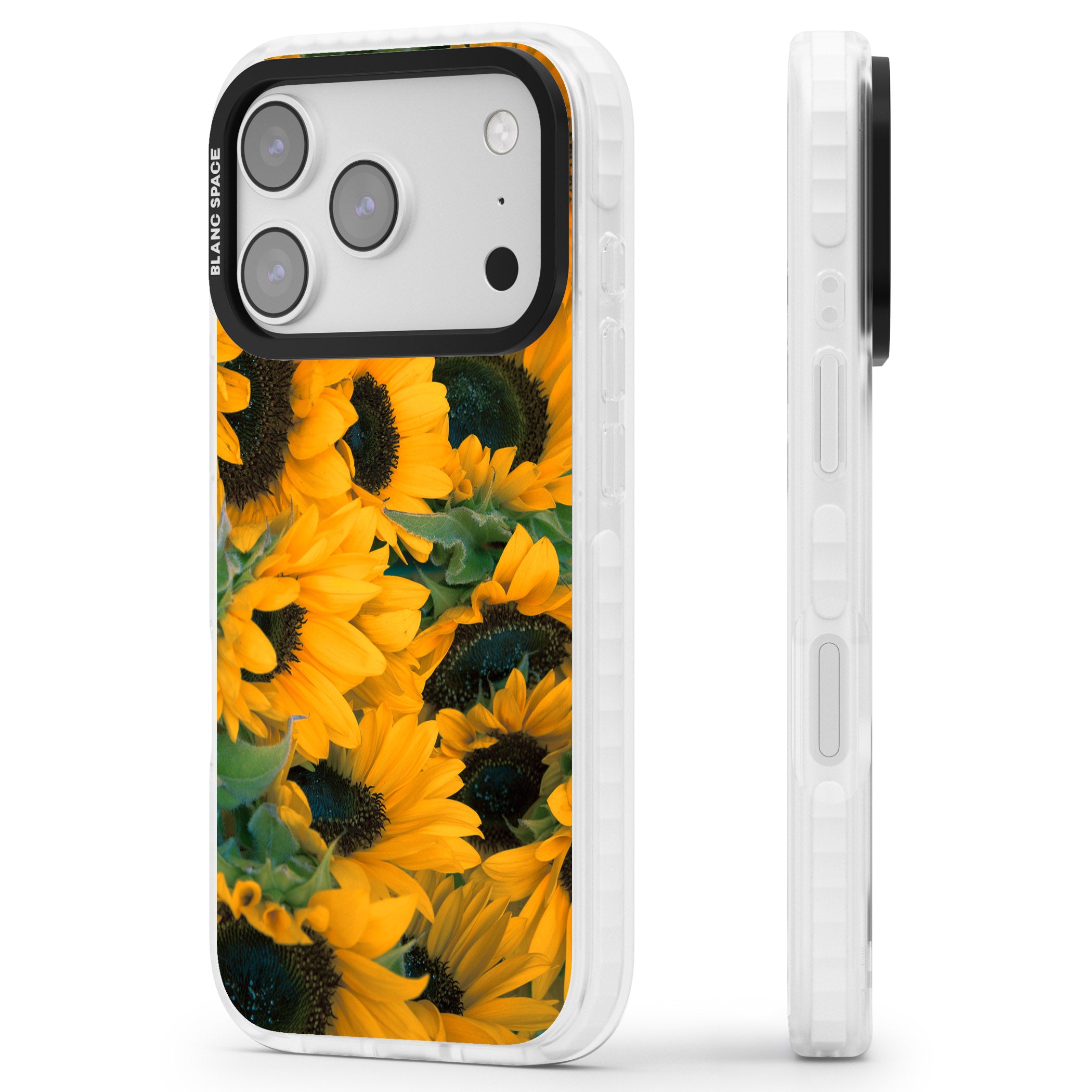 Sunflowers iPhone 17 Pro Impact Clear Phone Case Side Profile