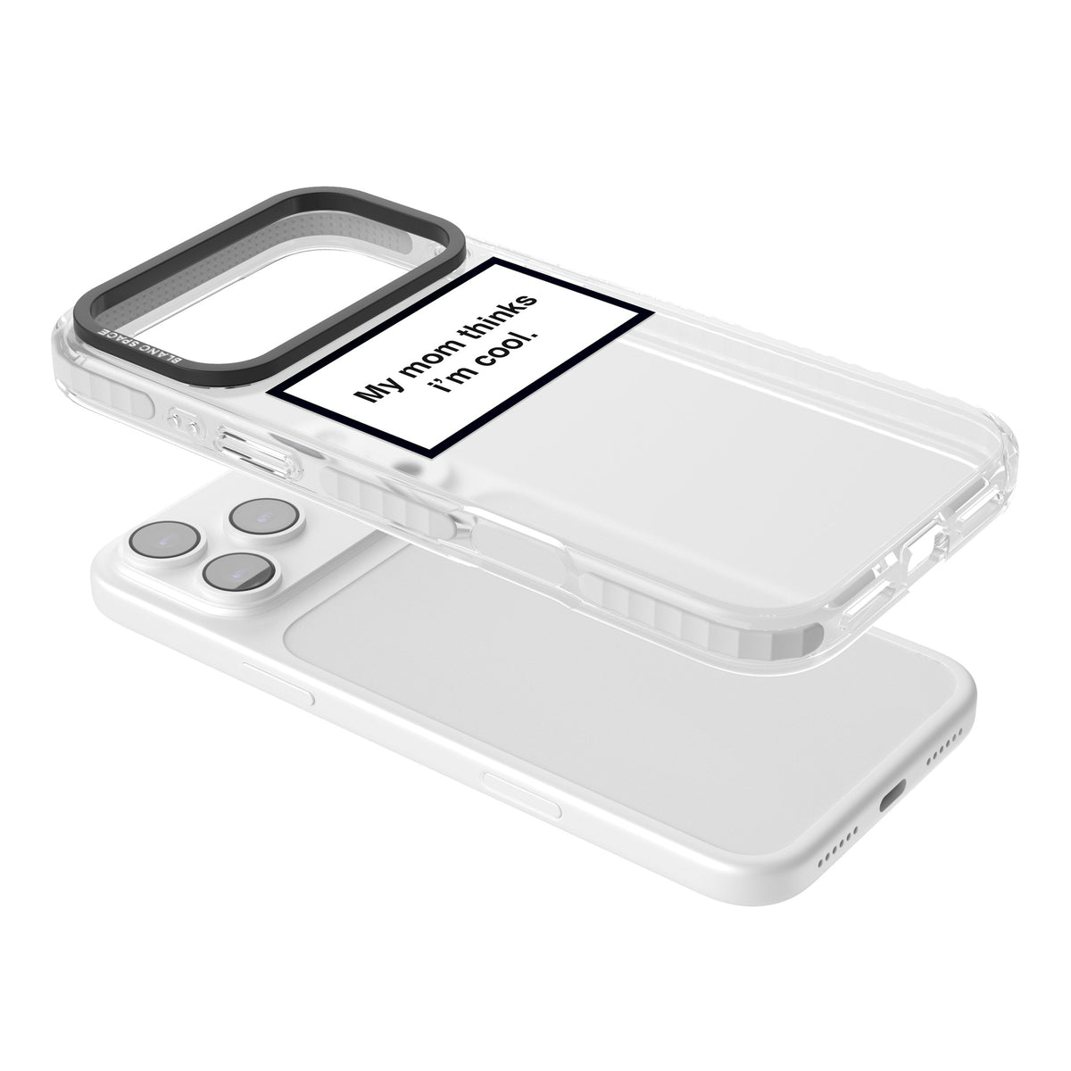 My Mom Thinks I'M Cool iPhone 17 Pro Max Impact Clear Phone Case angled