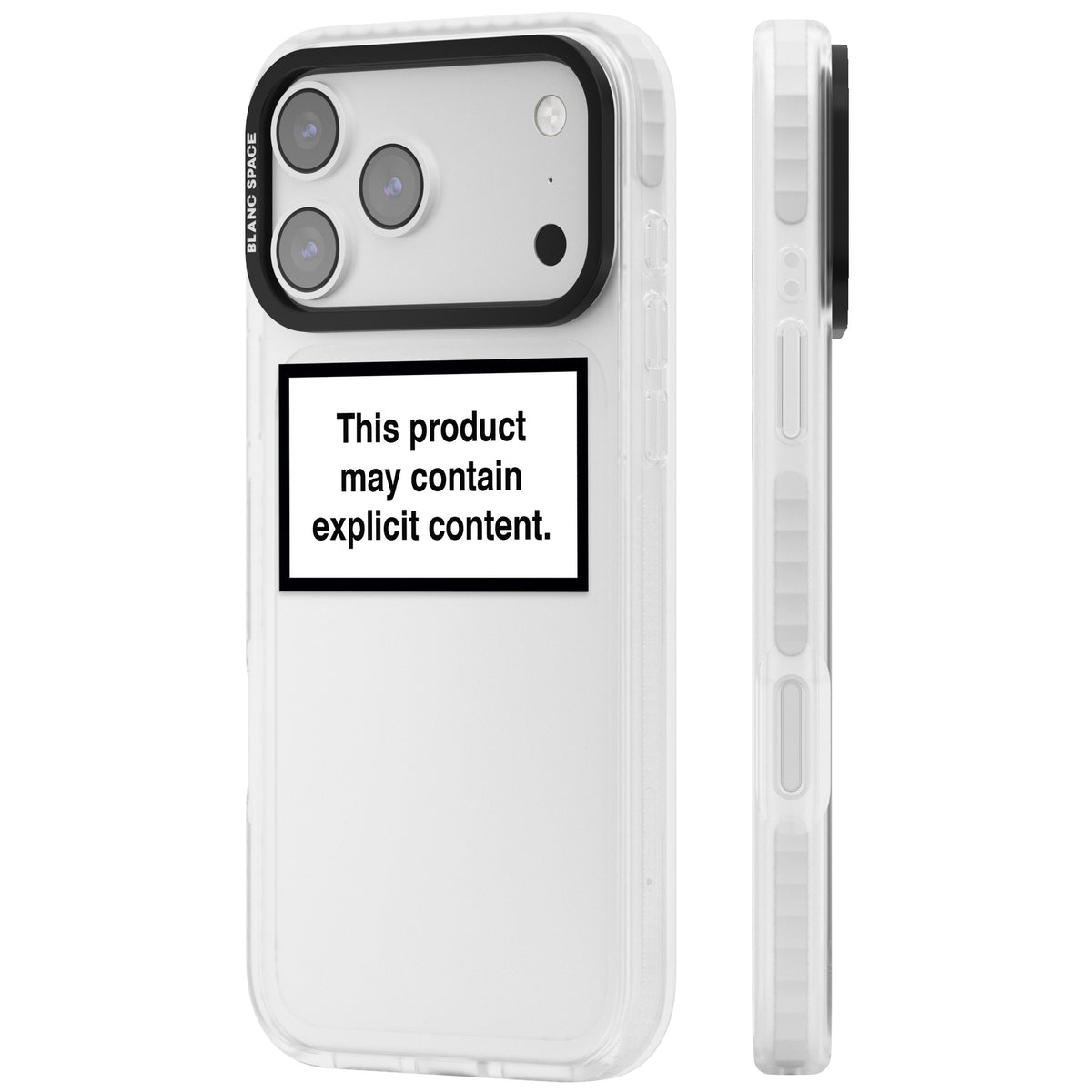Contains Explicit Content iPhone 17 Pro Max Impact Clear Phone Case side