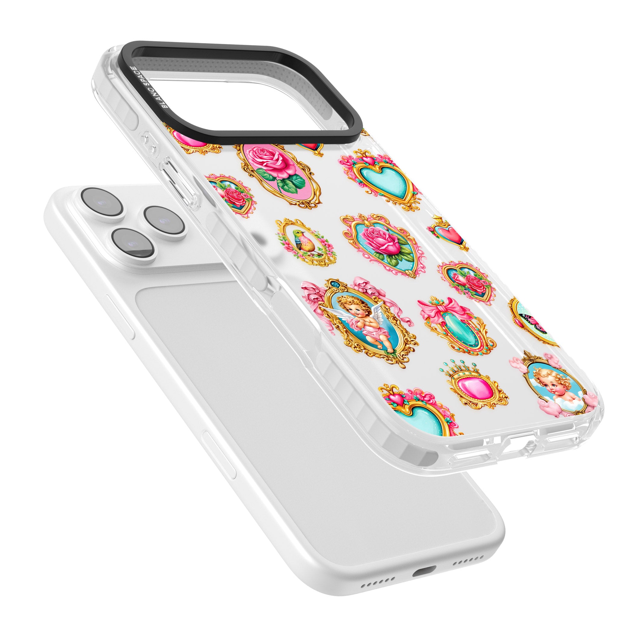 Angelcore Hearts Frames iPhone 17 Pro Impact Clear Phone Case Colours