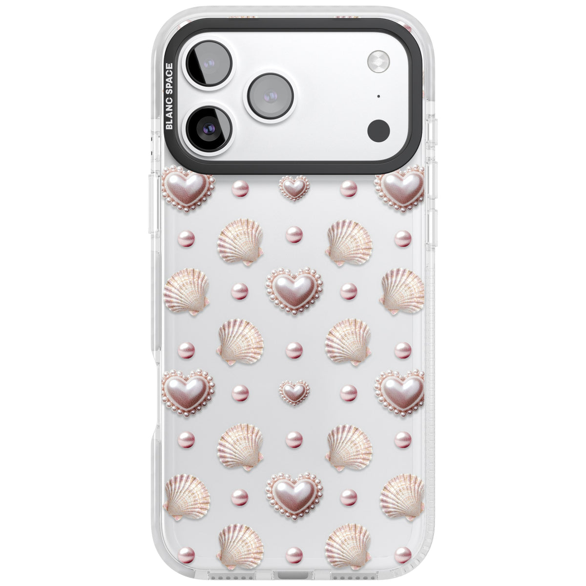 Pearl Hearts iPhone 17 Pro Max Impact Clear Phone Case front