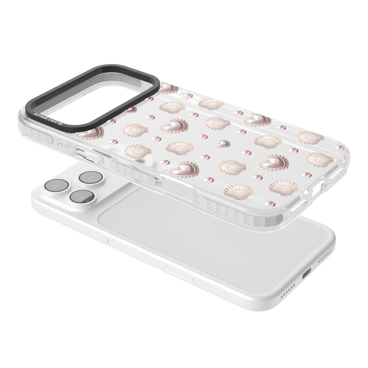 Pearl Hearts iPhone 17 Pro Max Impact Clear Phone Case angled