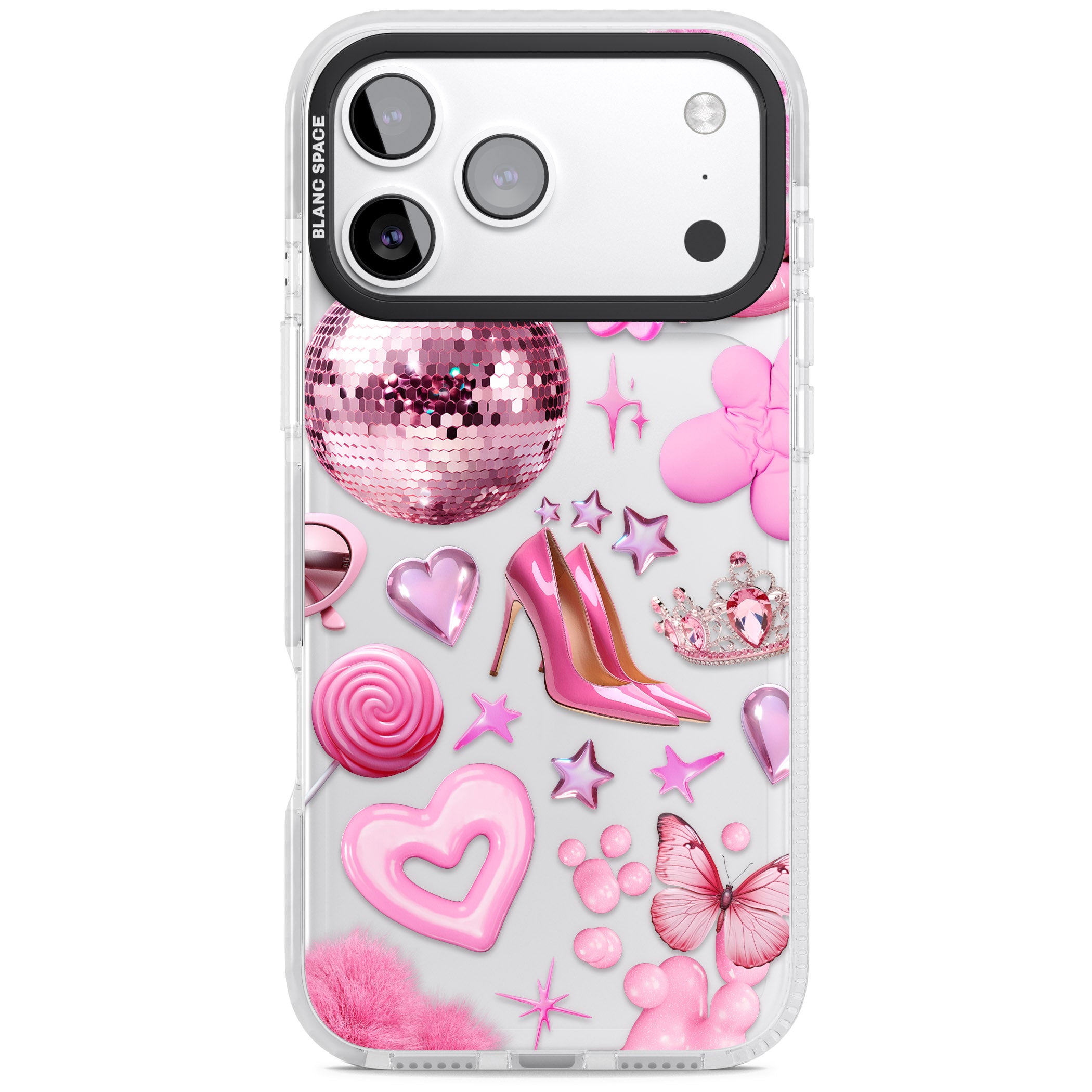 Pink Glam iPhone 17 Pro Impact Clear Phone Case