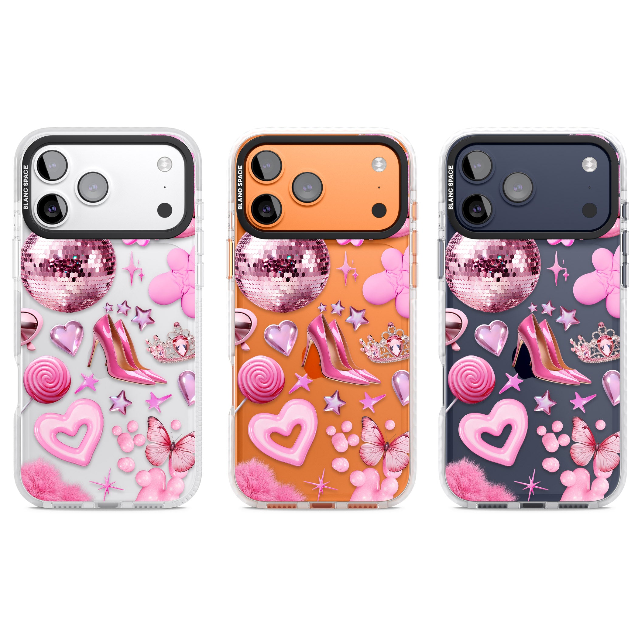 Pink Glam iPhone 17 Pro Impact Clear Phone Case APT Impact Protection